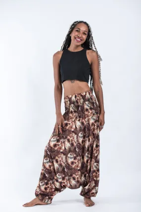 Skulls 2-in-1 Jumpsuit Harem Pants in Brown