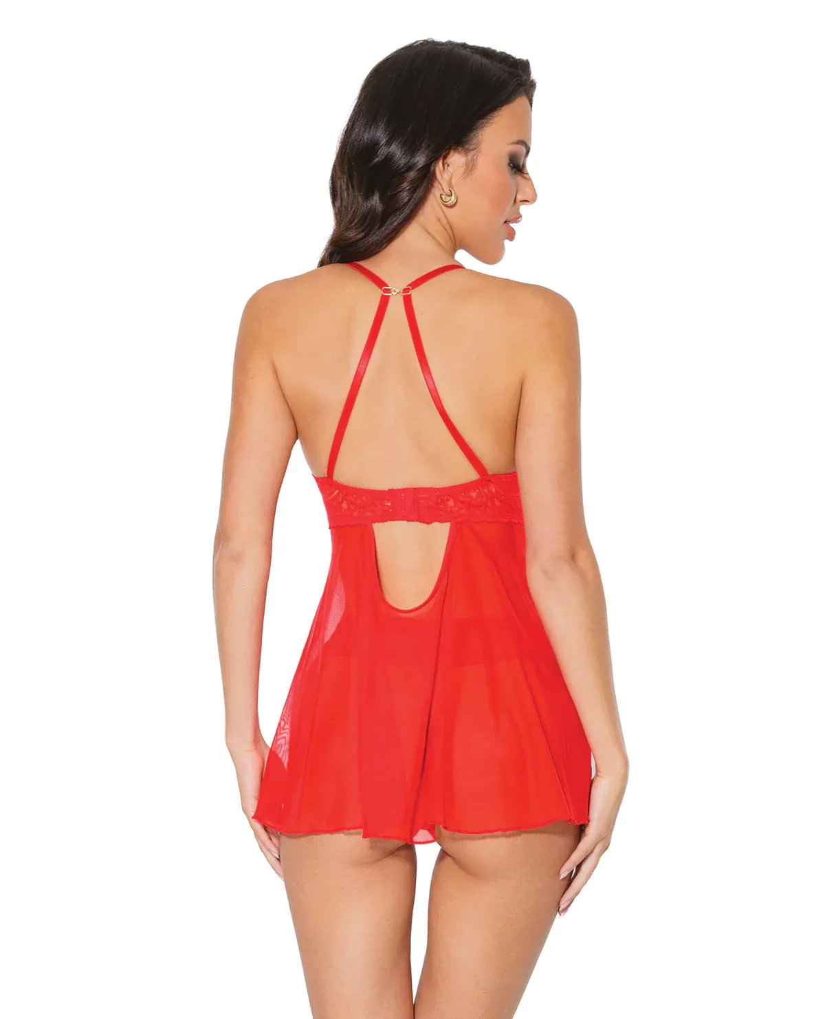 Spicy red holiday lingerie babydoll set