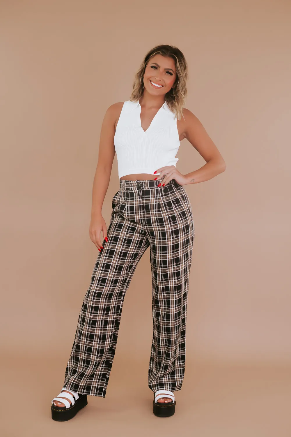 Streetwear Plaid Pant, Black