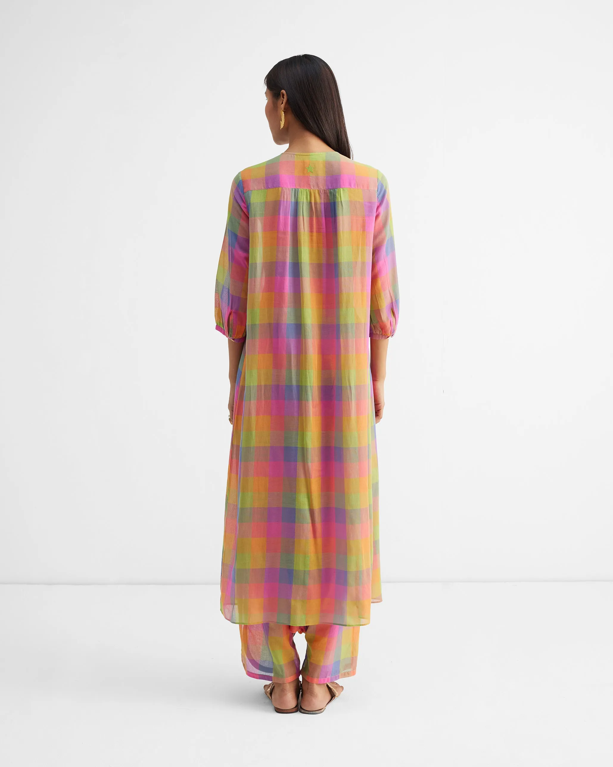 The Pleated Waist Kurta Set - Multi Colour