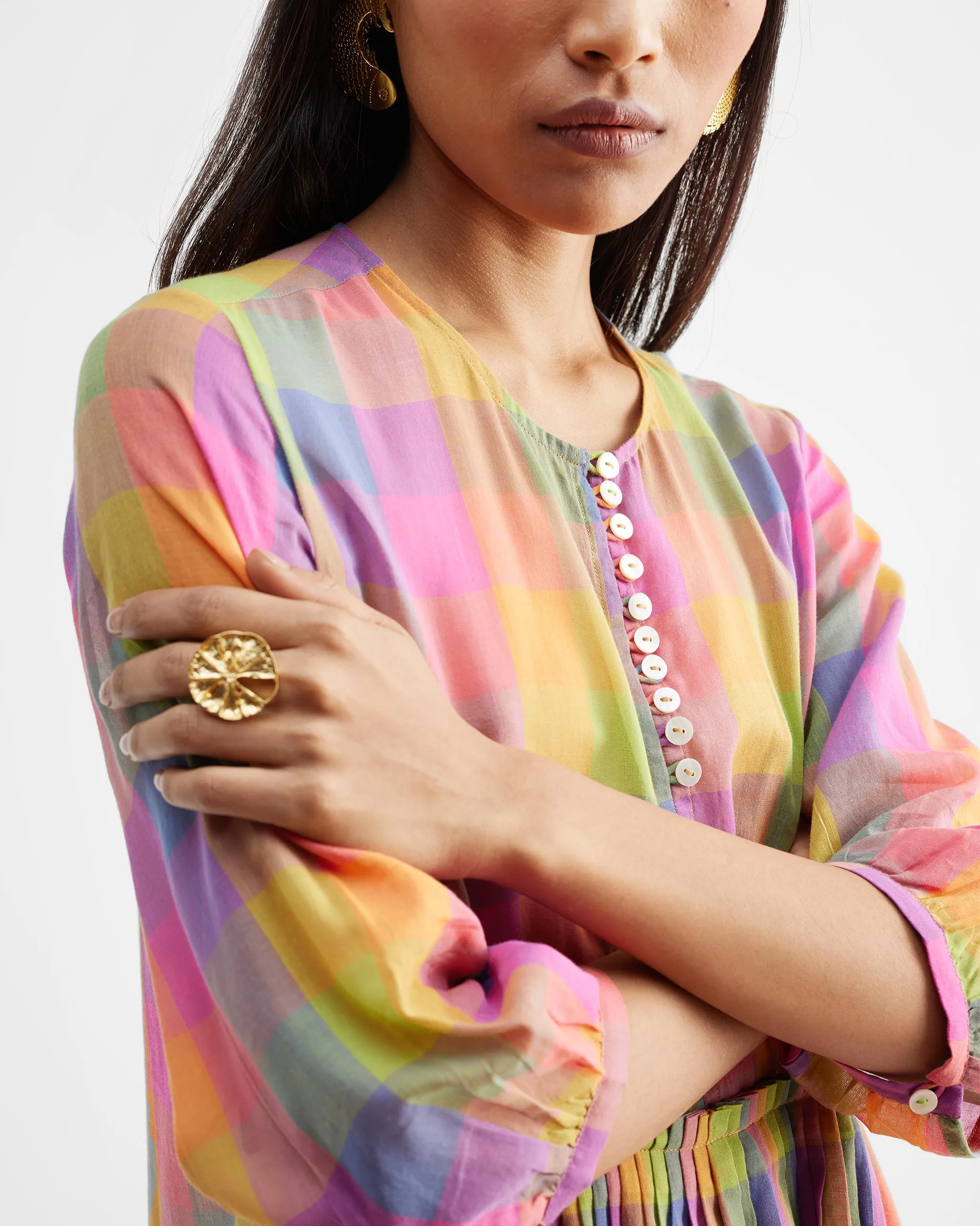 The Pleated Waist Kurta Set - Multi Colour