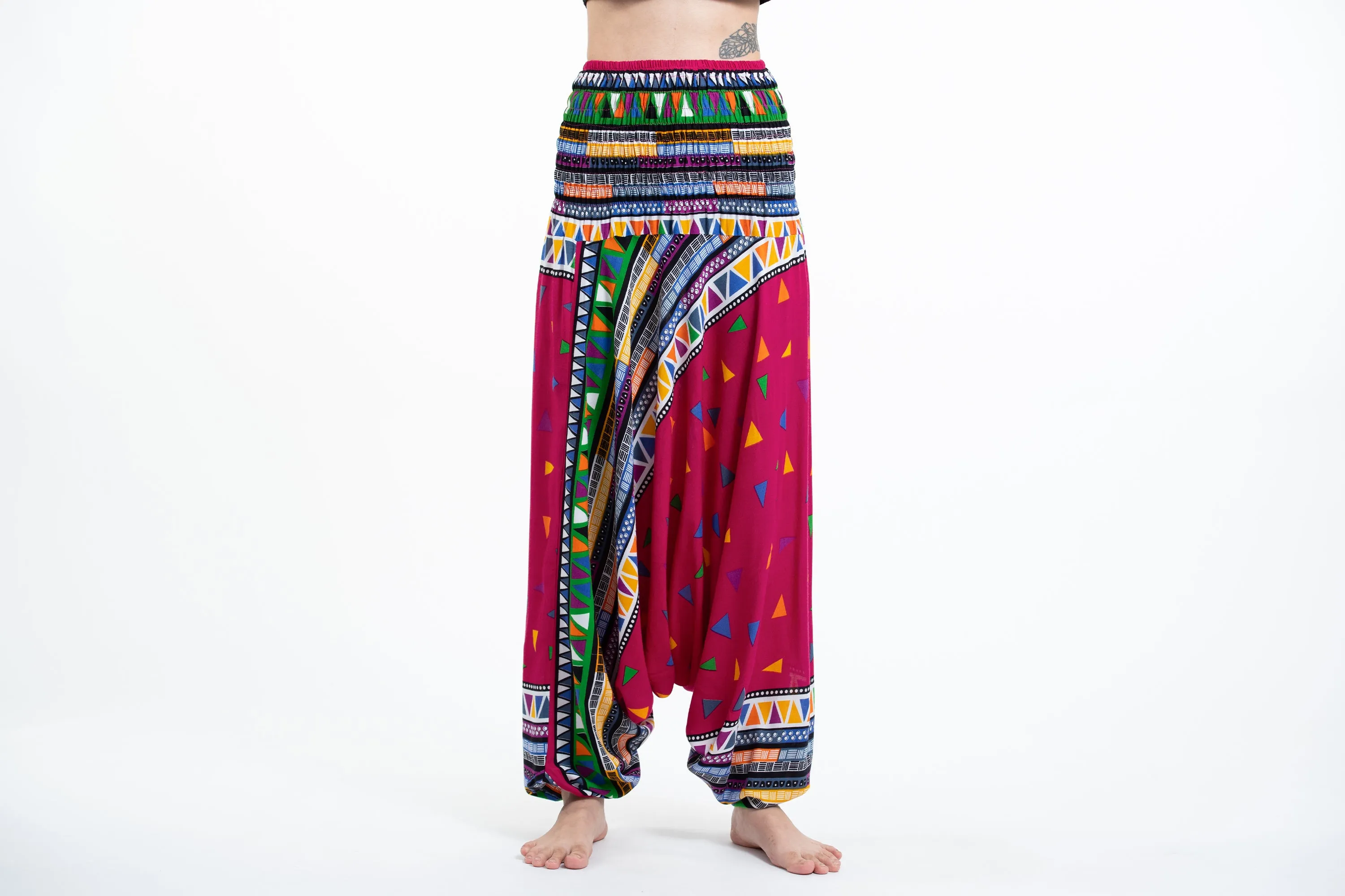 Triangles 2-in-1 Jumpsuit Harem Pants in Pink
