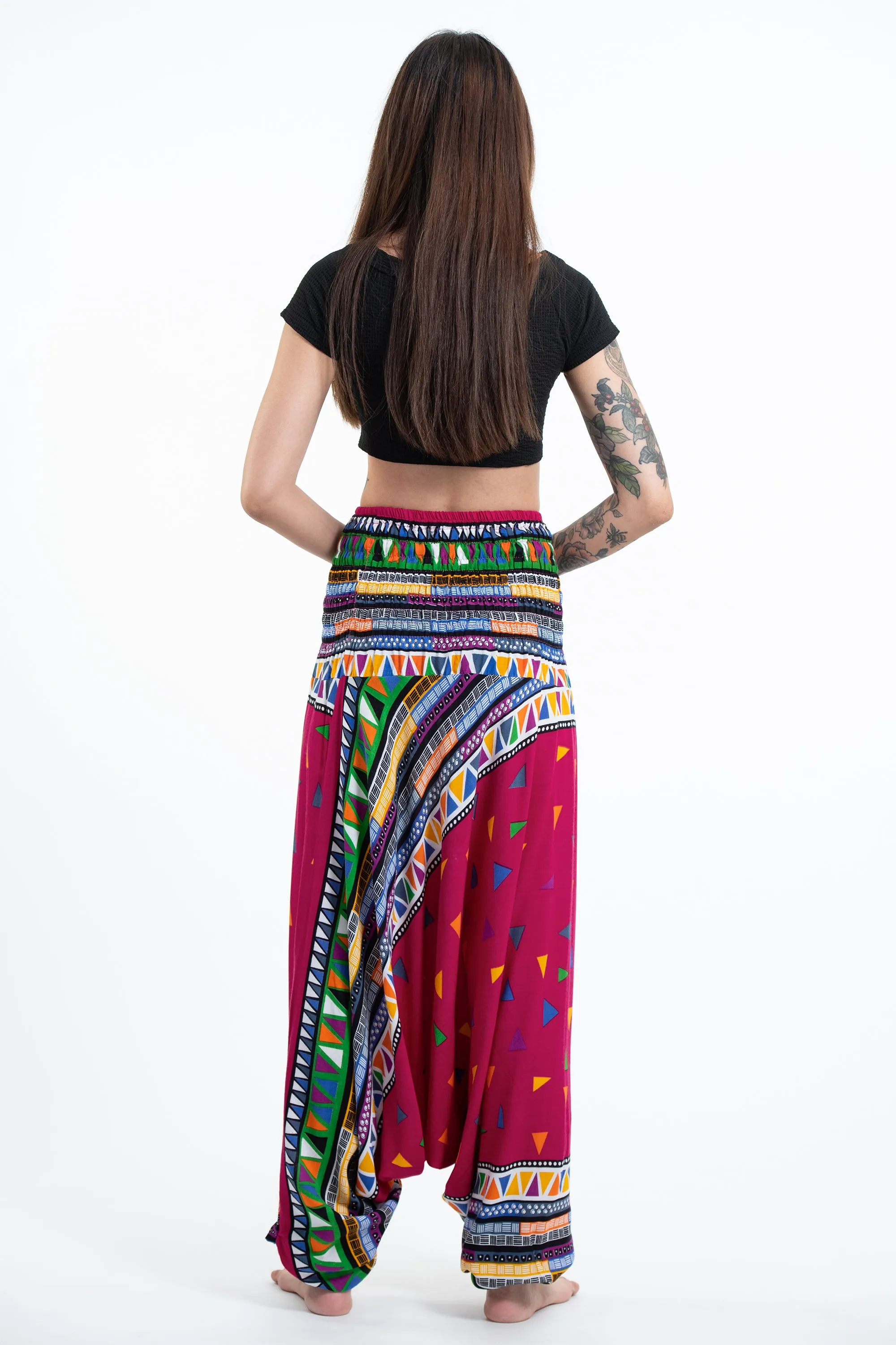 Triangles 2-in-1 Jumpsuit Harem Pants in Pink