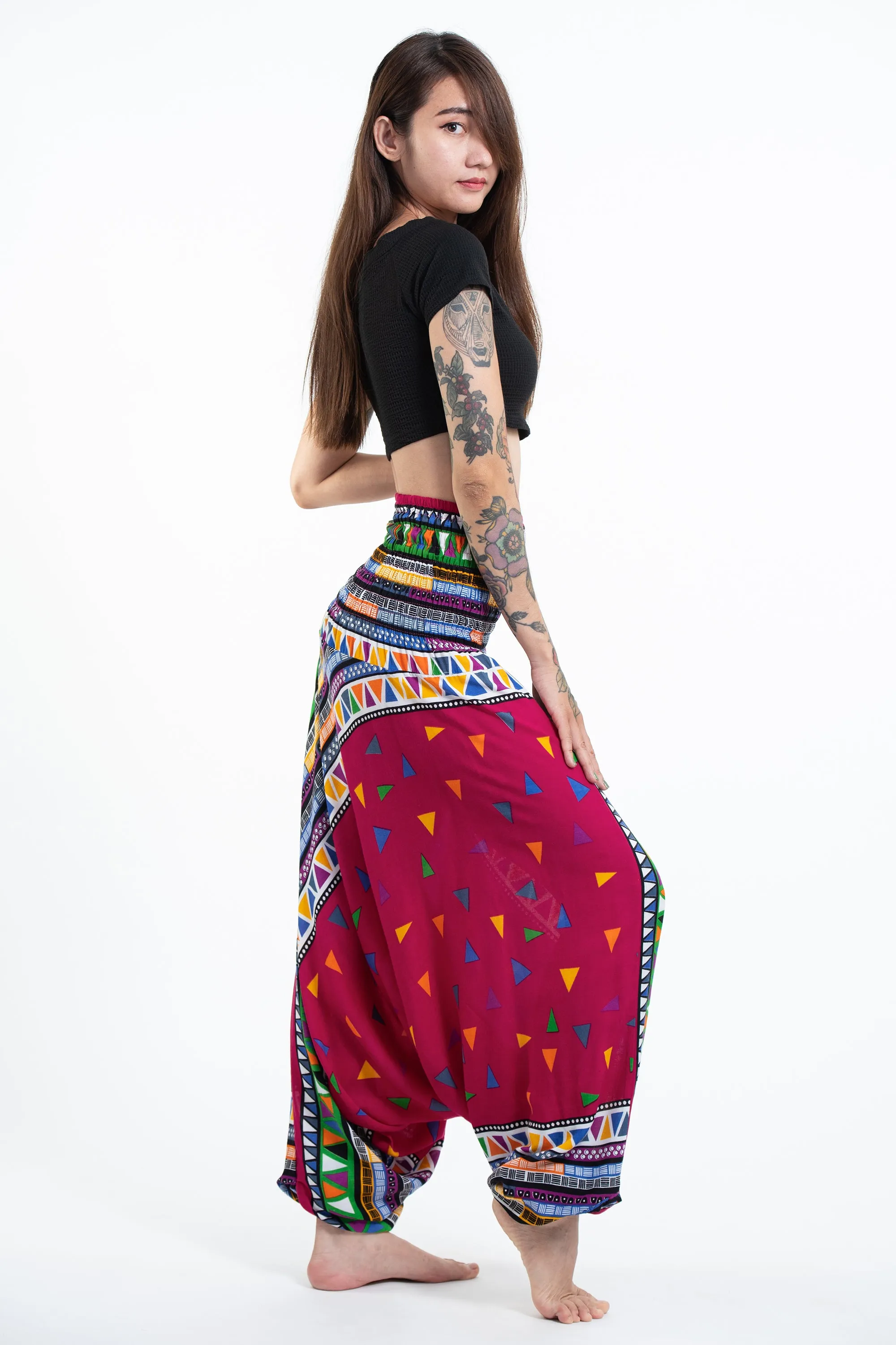 Triangles 2-in-1 Jumpsuit Harem Pants in Pink