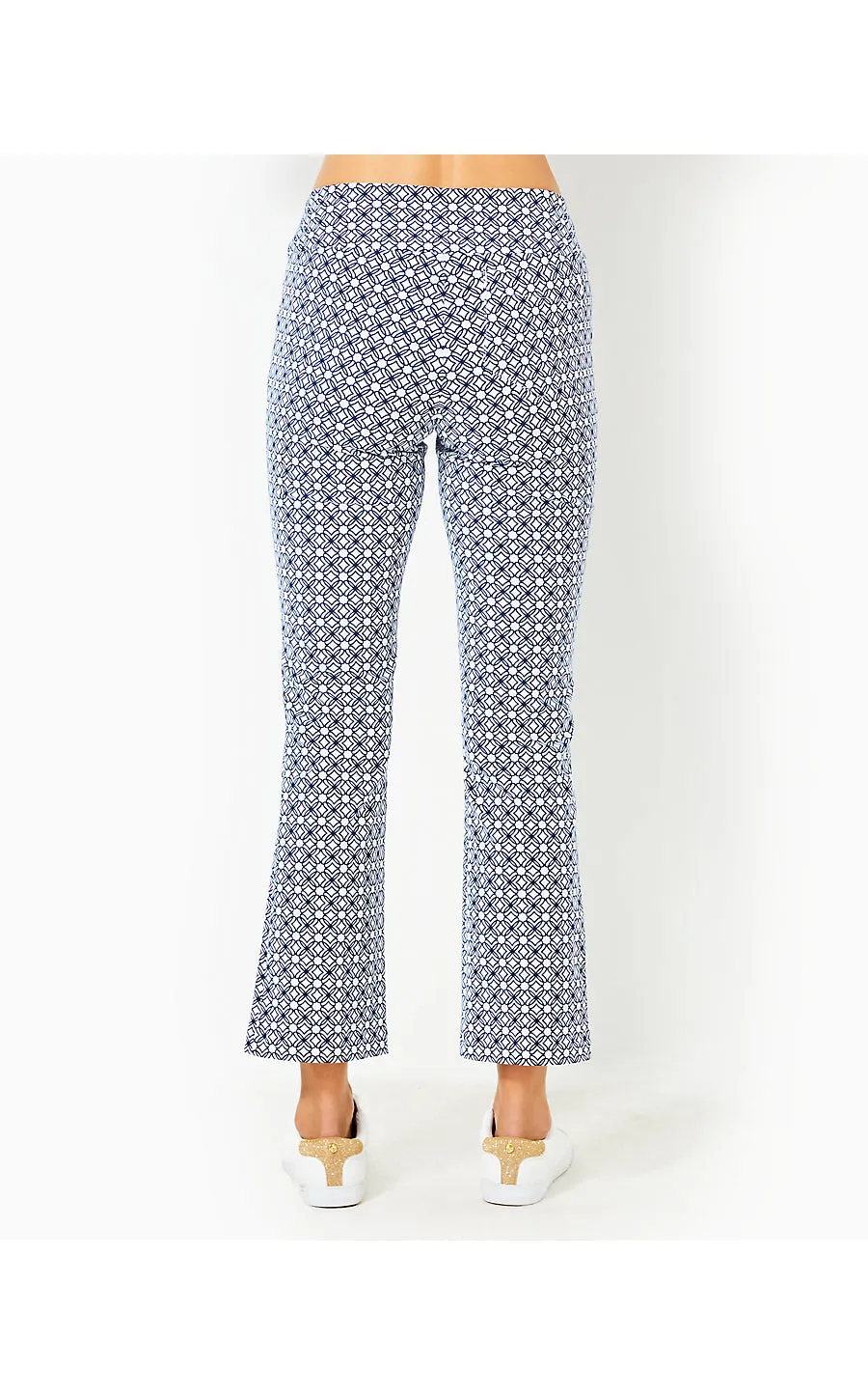 UPF 50  Luxletic 28" Corso Kick Flare Pant - Low Tide Navy X Resort White - Butterfly Pattern