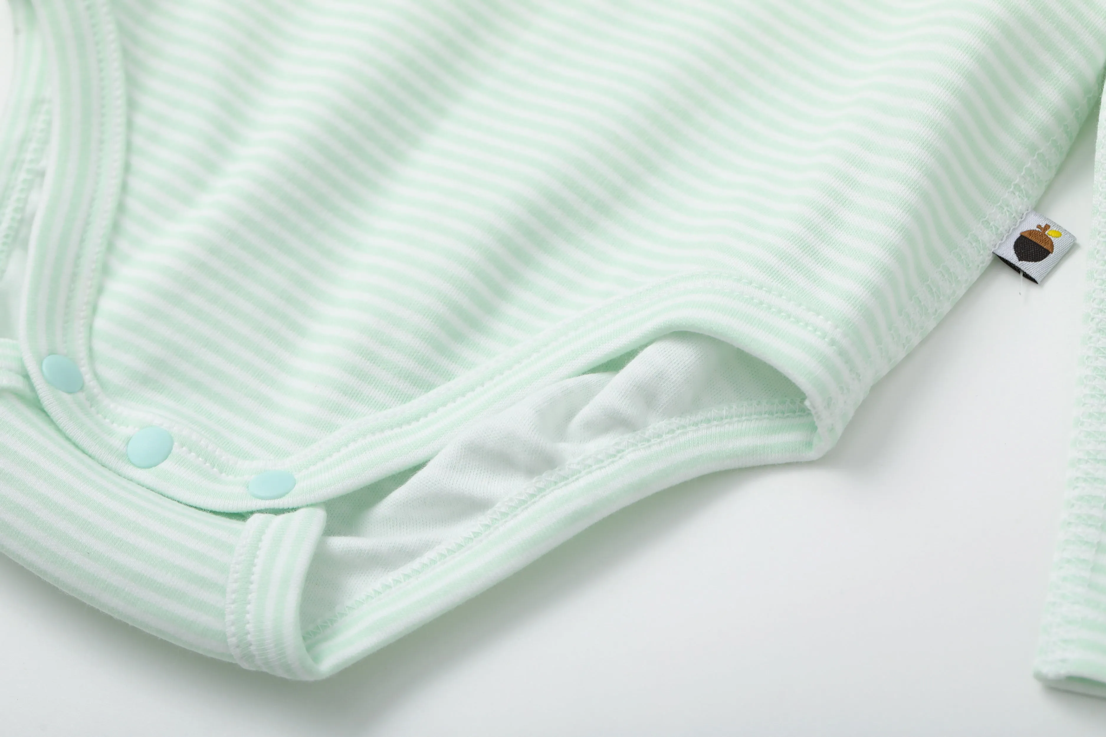 Vauva BBNS - Baby Anti-bacterial Organic Cotton Bodysuits (2-pack Green/Strips)