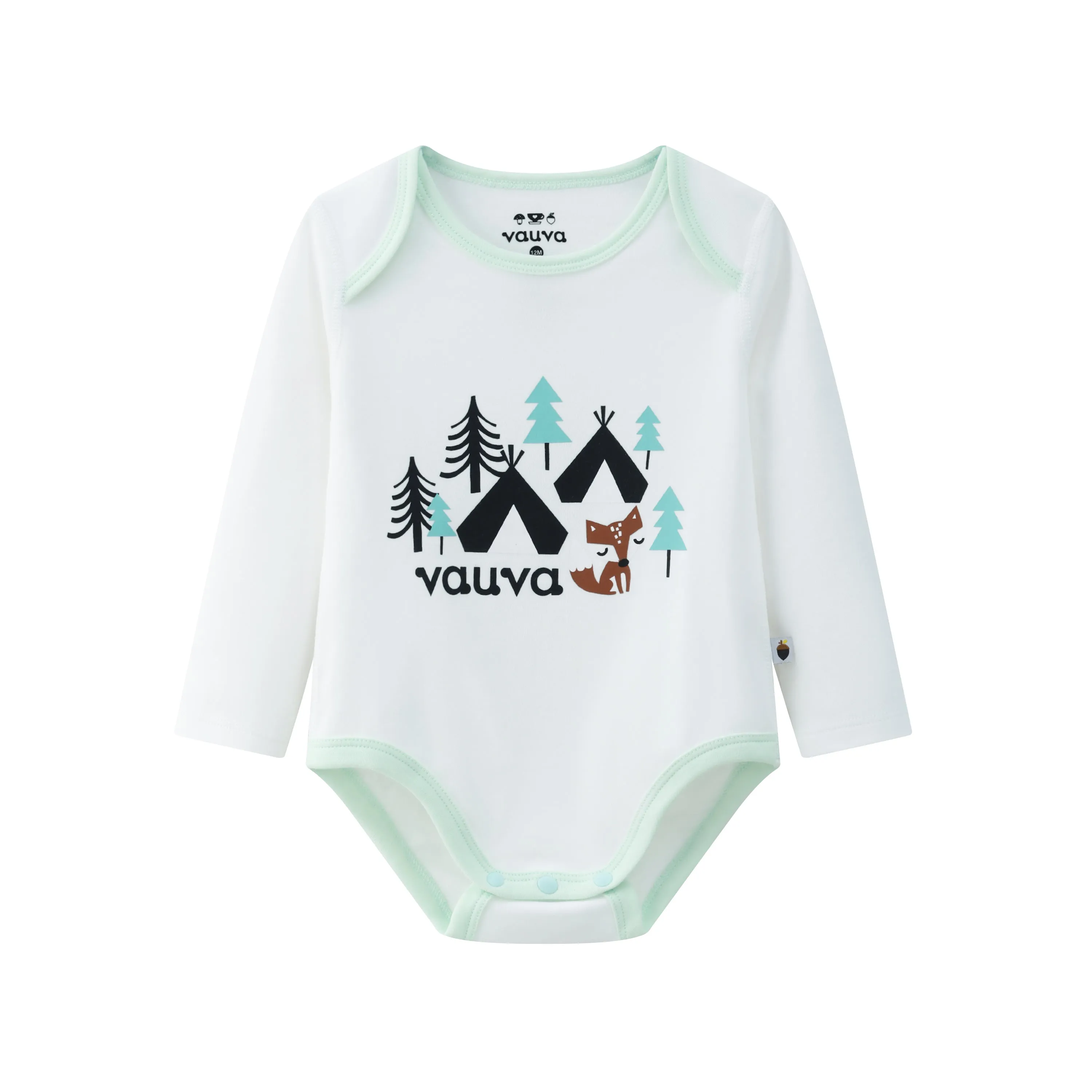 Vauva BBNS - Baby Anti-bacterial Organic Cotton Bodysuits (2-pack Green/Strips)
