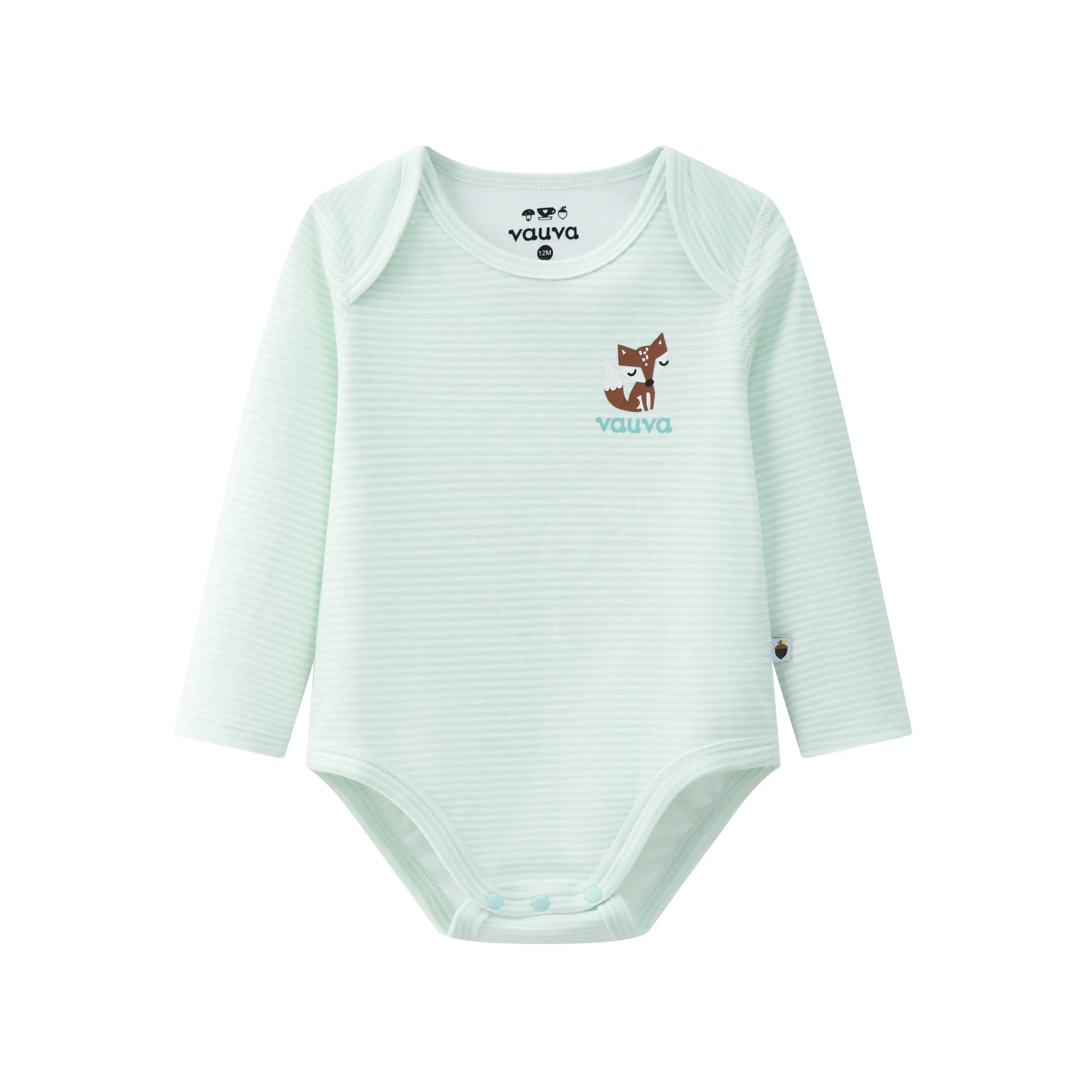 Vauva BBNS - Baby Anti-bacterial Organic Cotton Bodysuits (2-pack Green/Strips)