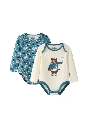 Vauva BBNS Forest Series - Organic Cotton Hedgehog Print Bodysuits (2-pack)