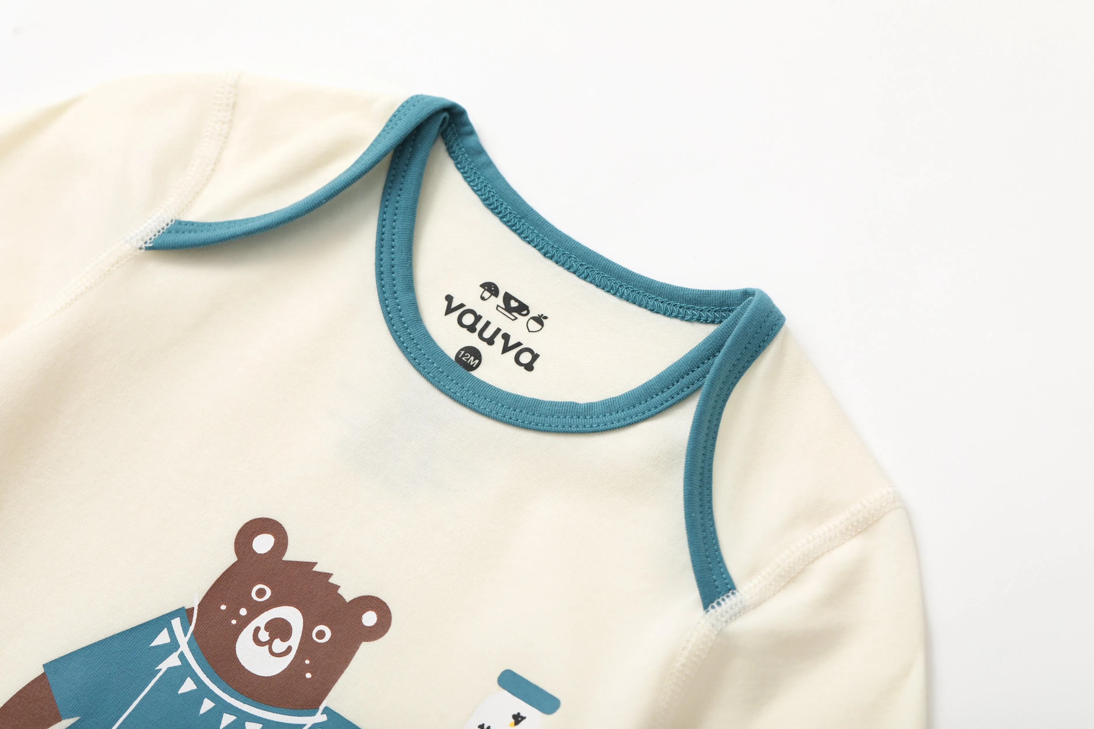 Vauva BBNS Forest Series - Organic Cotton Hedgehog Print Bodysuits (2-pack)