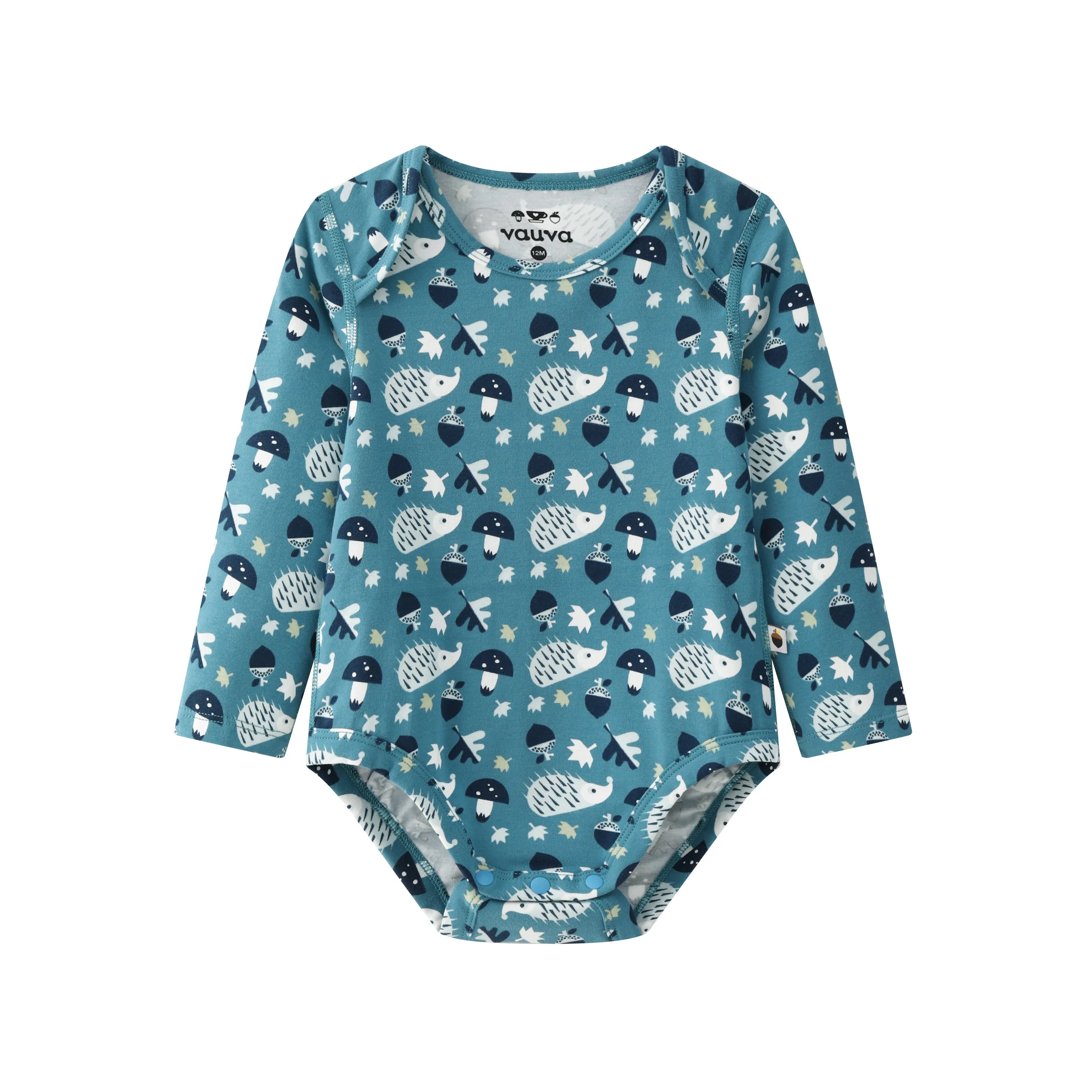 Vauva BBNS Forest Series - Organic Cotton Hedgehog Print Bodysuits (2-pack)