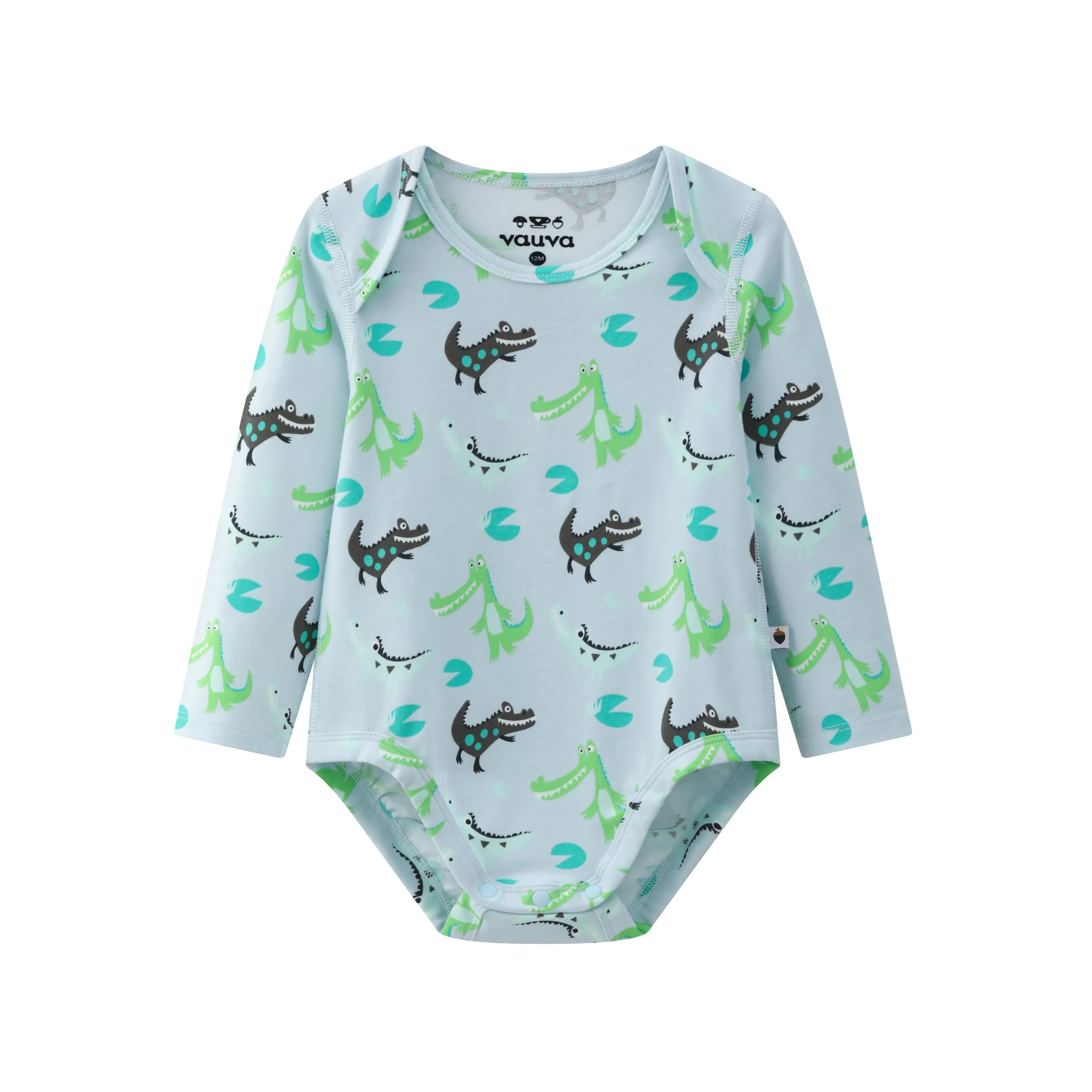 Vauva BBNS - Organic Cotton Crocodile Print Long-Sleeved Bodysuits (2-pack)