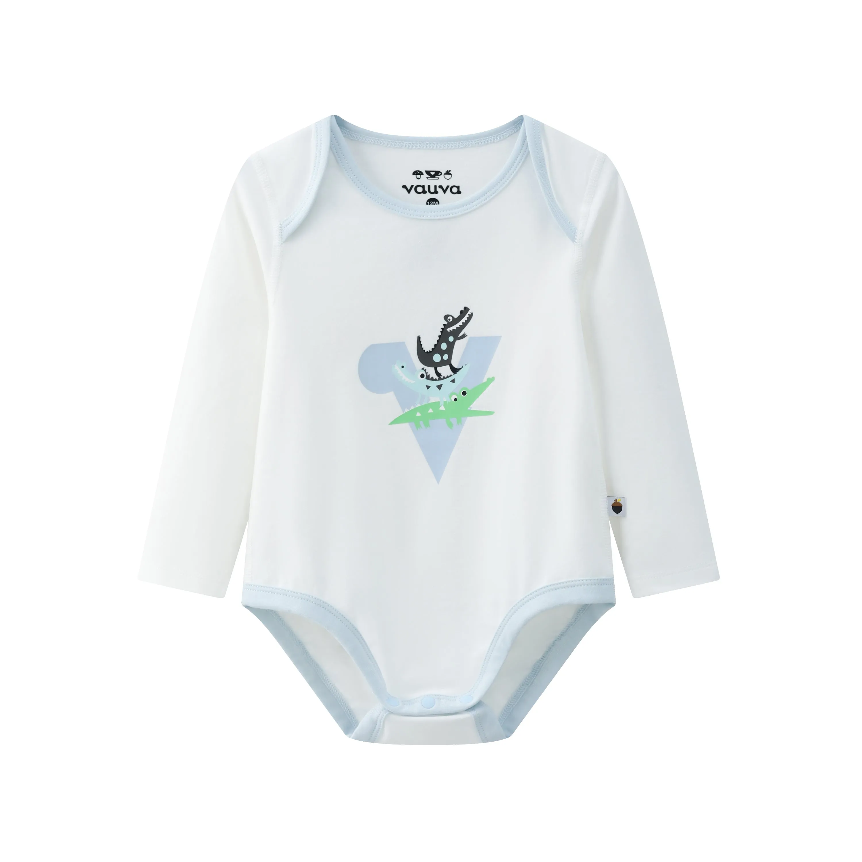 Vauva BBNS - Organic Cotton Crocodile Print Long-Sleeved Bodysuits (2-pack)