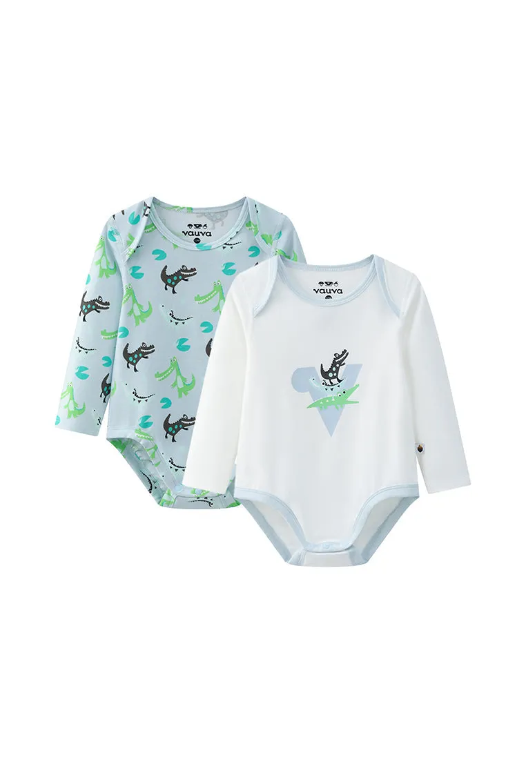 Vauva BBNS - Organic Cotton Crocodile Print Long-Sleeved Bodysuits (2-pack)