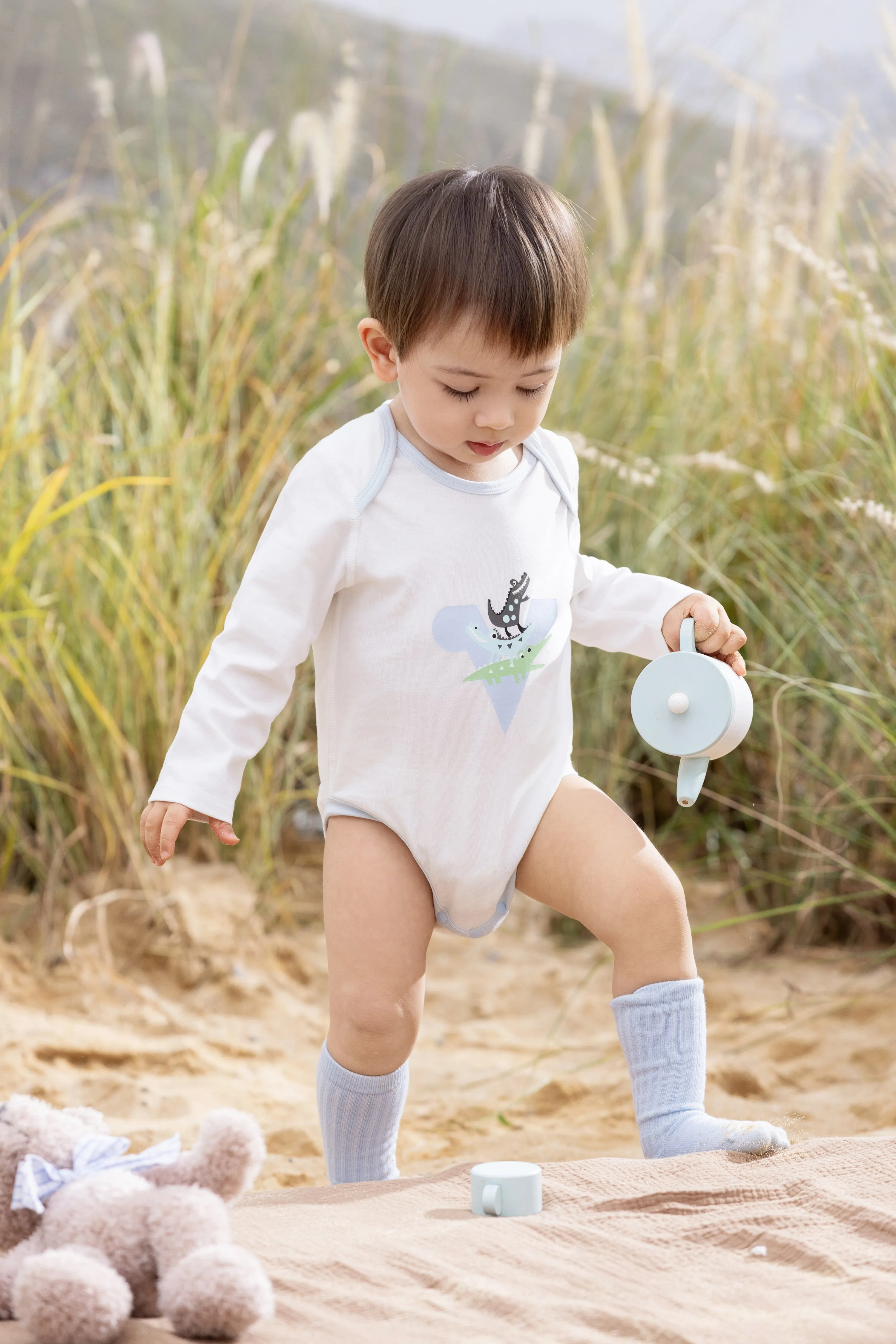 Vauva BBNS - Organic Cotton Crocodile Print Long-Sleeved Bodysuits (2-pack)