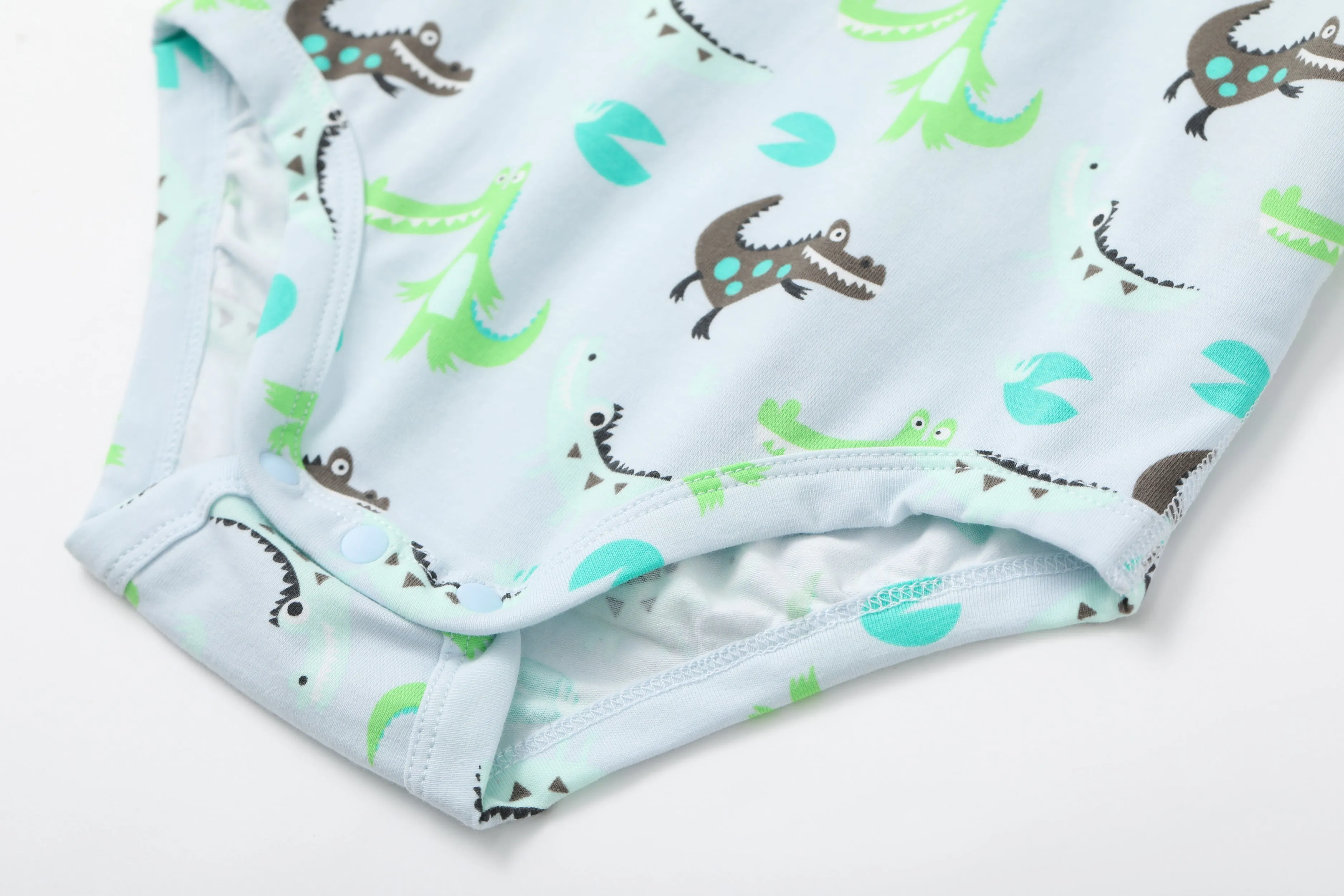 Vauva BBNS - Organic Cotton Crocodile Print Square Neck Long-Sleeved Bodysuits (2-pack)