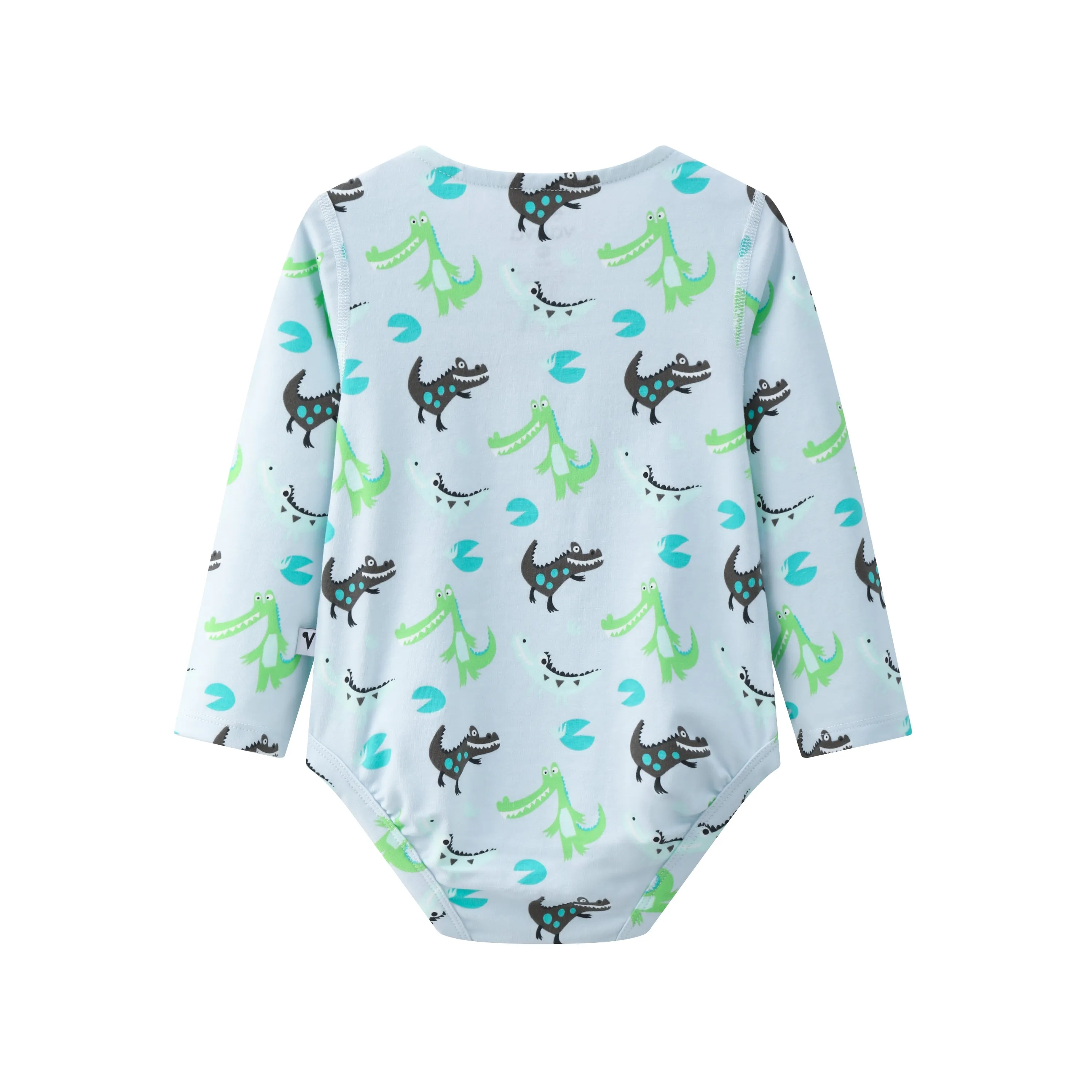 Vauva BBNS - Organic Cotton Crocodile Print Square Neck Long-Sleeved Bodysuits (2-pack)