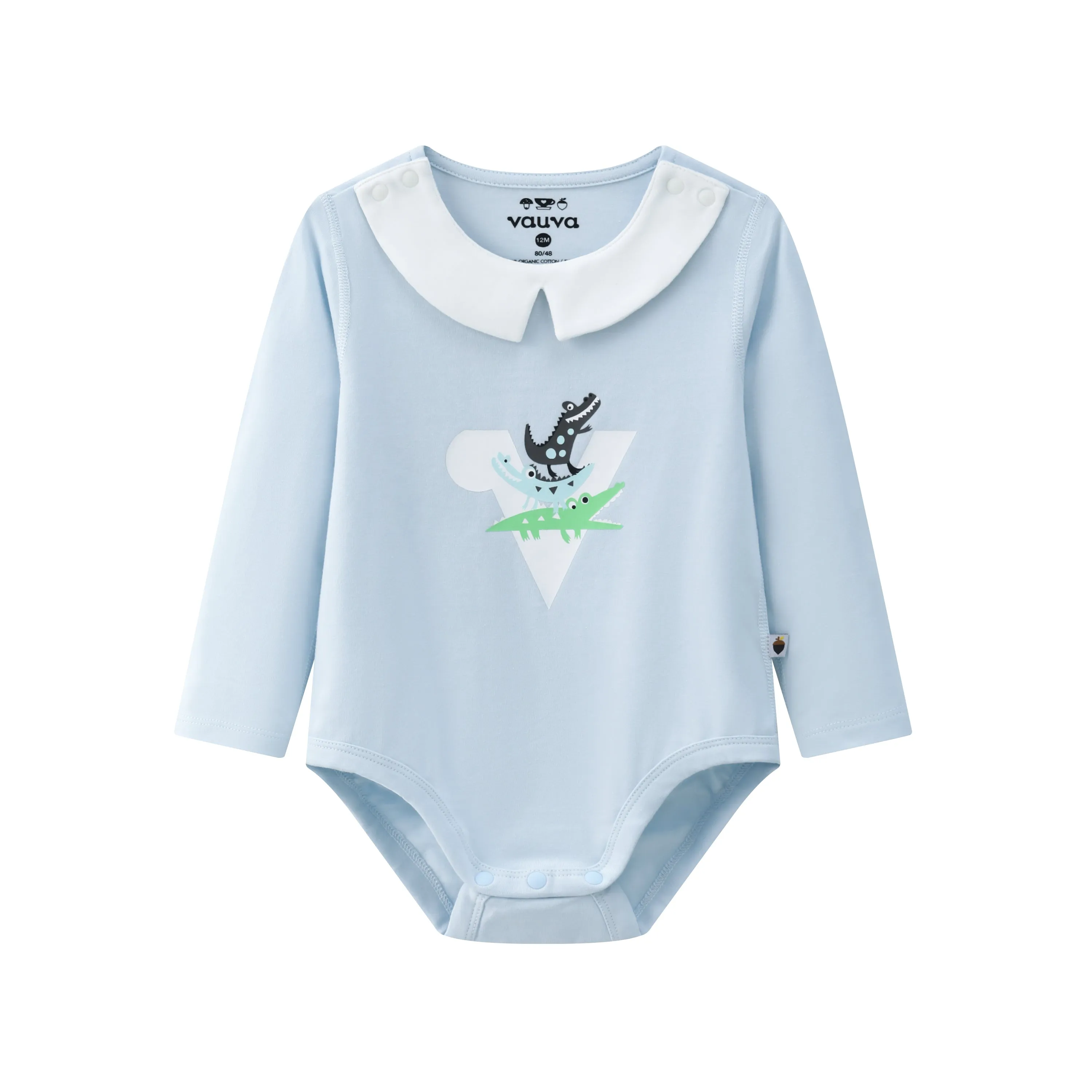 Vauva BBNS - Organic Cotton Crocodile Print Square Neck Long-Sleeved Bodysuits (2-pack)