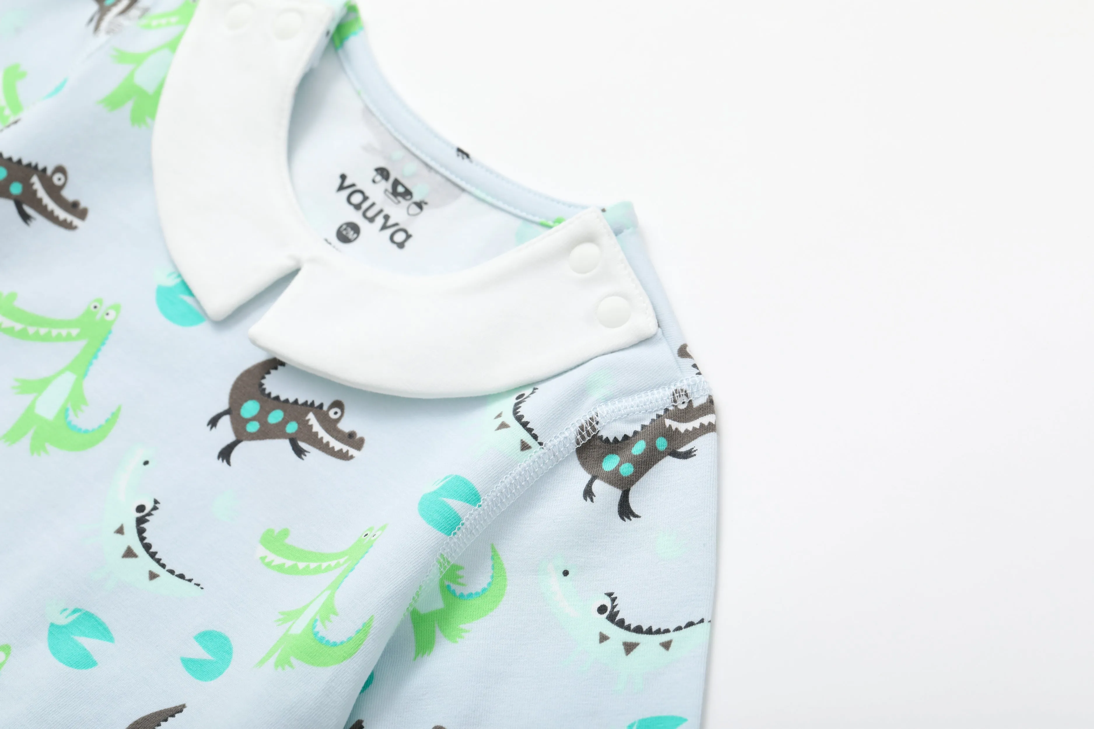 Vauva BBNS - Organic Cotton Crocodile Print Square Neck Long-Sleeved Bodysuits (2-pack)