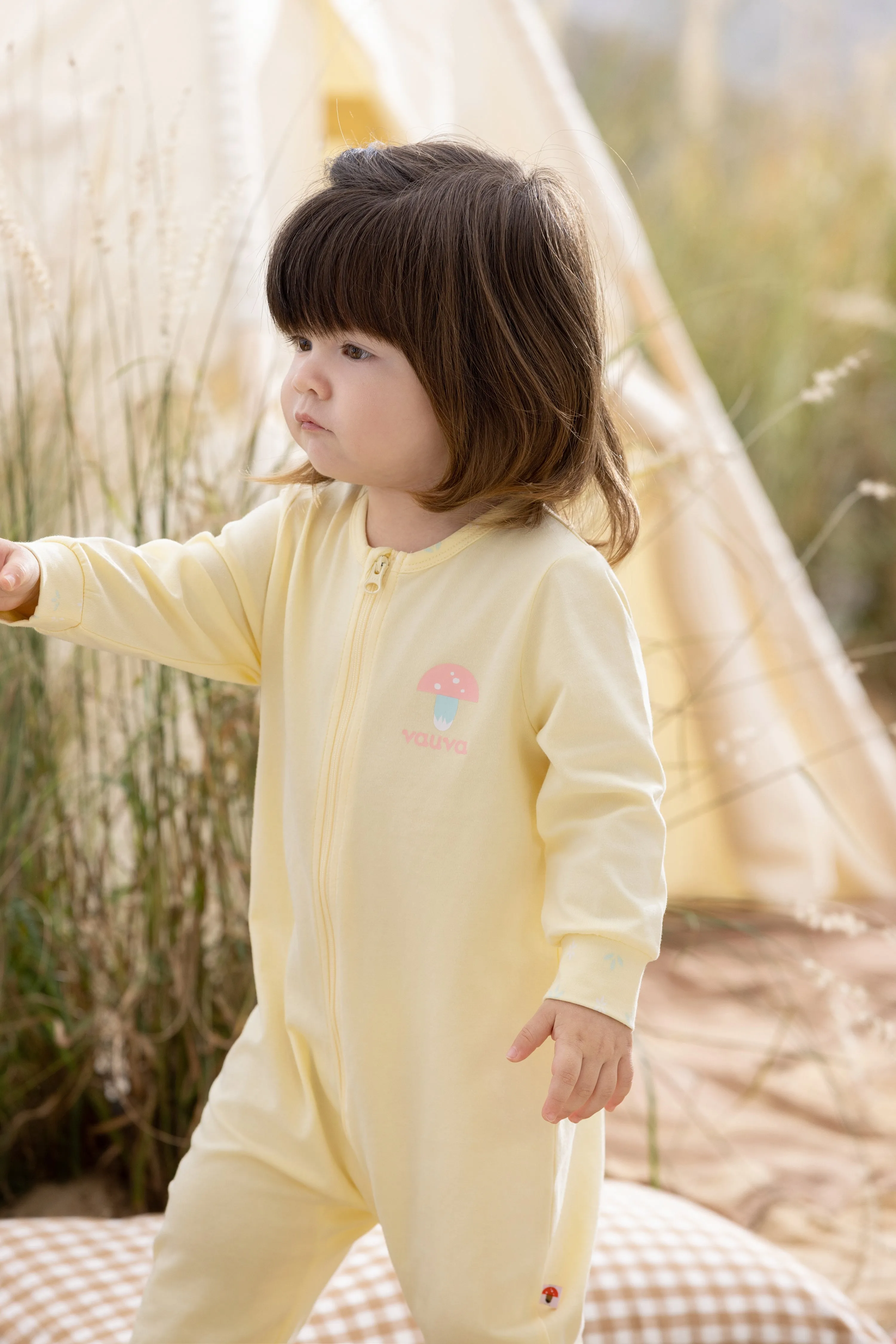 Vauva BBNS - Organic Cotton Light Yellow/White Bodysuits (2-pack)