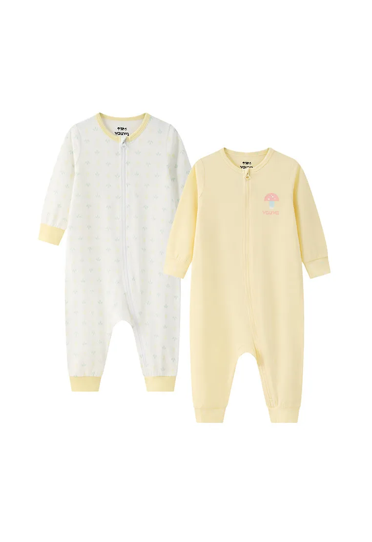 Vauva BBNS - Organic Cotton Light Yellow/White Bodysuits (2-pack)