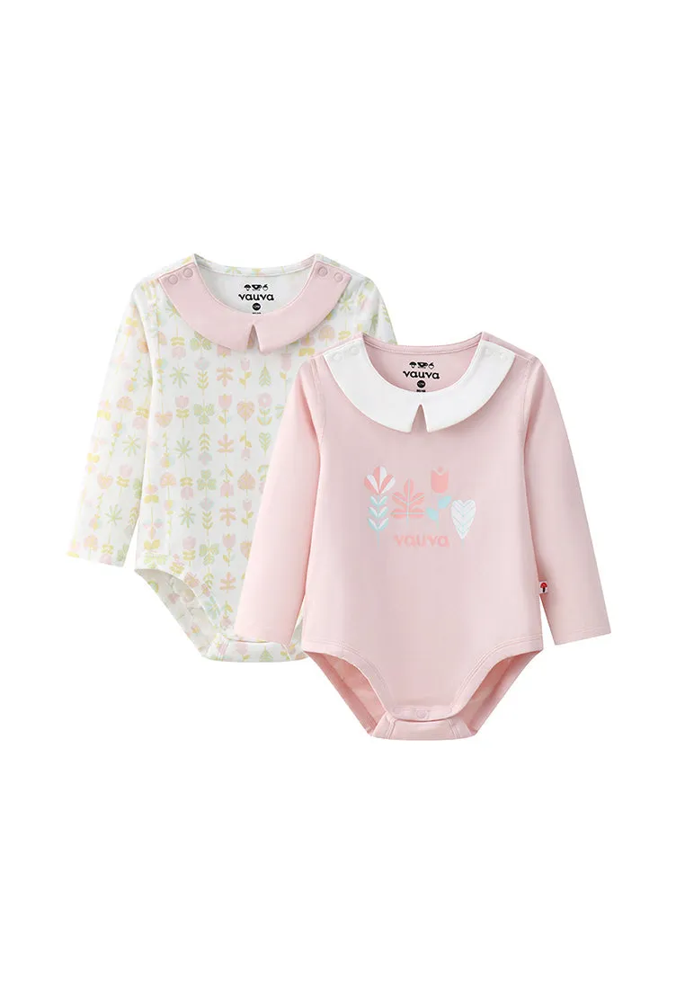 Vauva BBNS - Organic Cotton Pink Long-sleeved Bodysuits (2-pack)