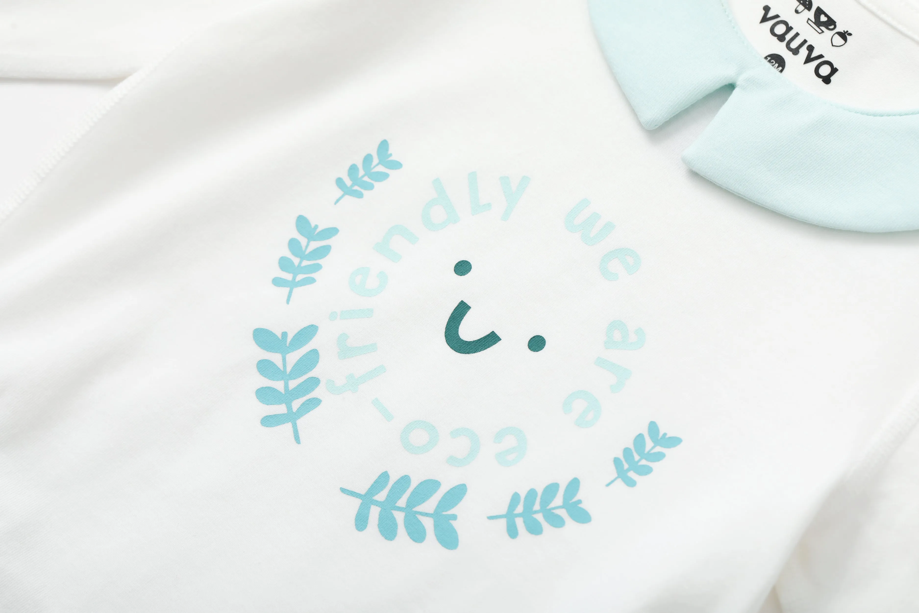 Vauva BBNS - Organic Cotton White Striped Pattern Bodysuits (2-pack)