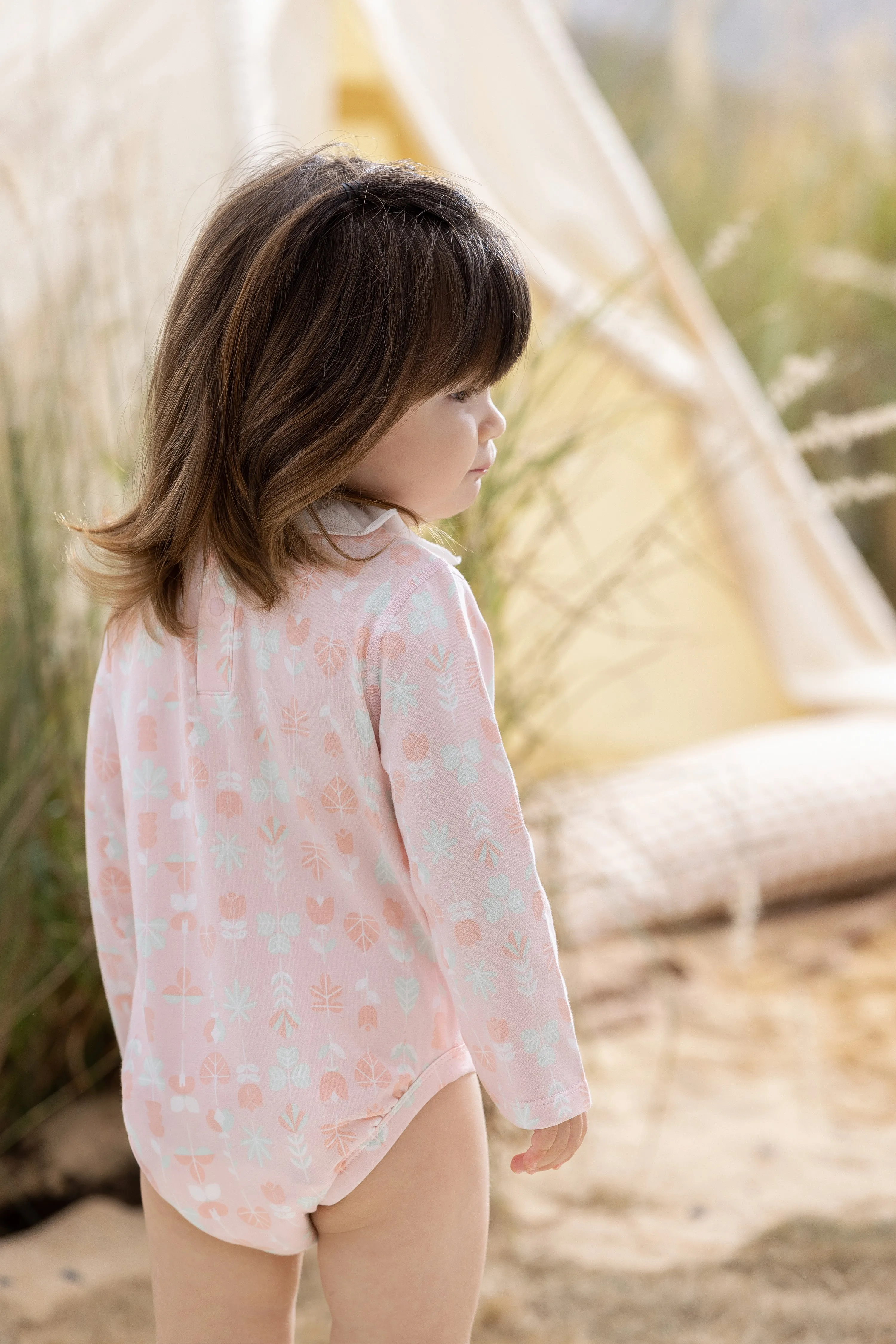 Vauva BBNS - Organic Lotus Collar Floral Cotton Bodysuits (2-pack)