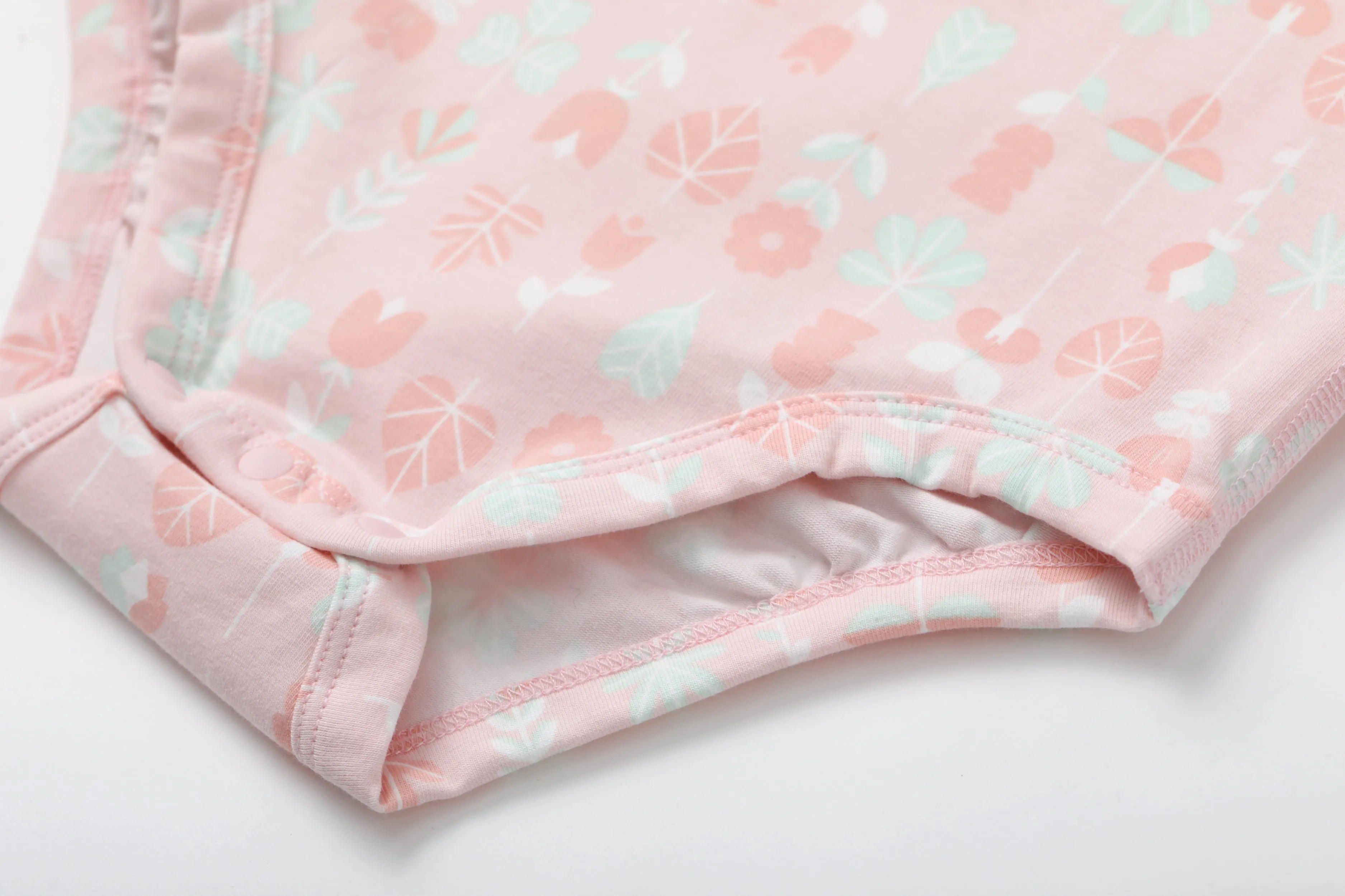 Vauva BBNS - Organic Lotus Collar Floral Cotton Bodysuits (2-pack)