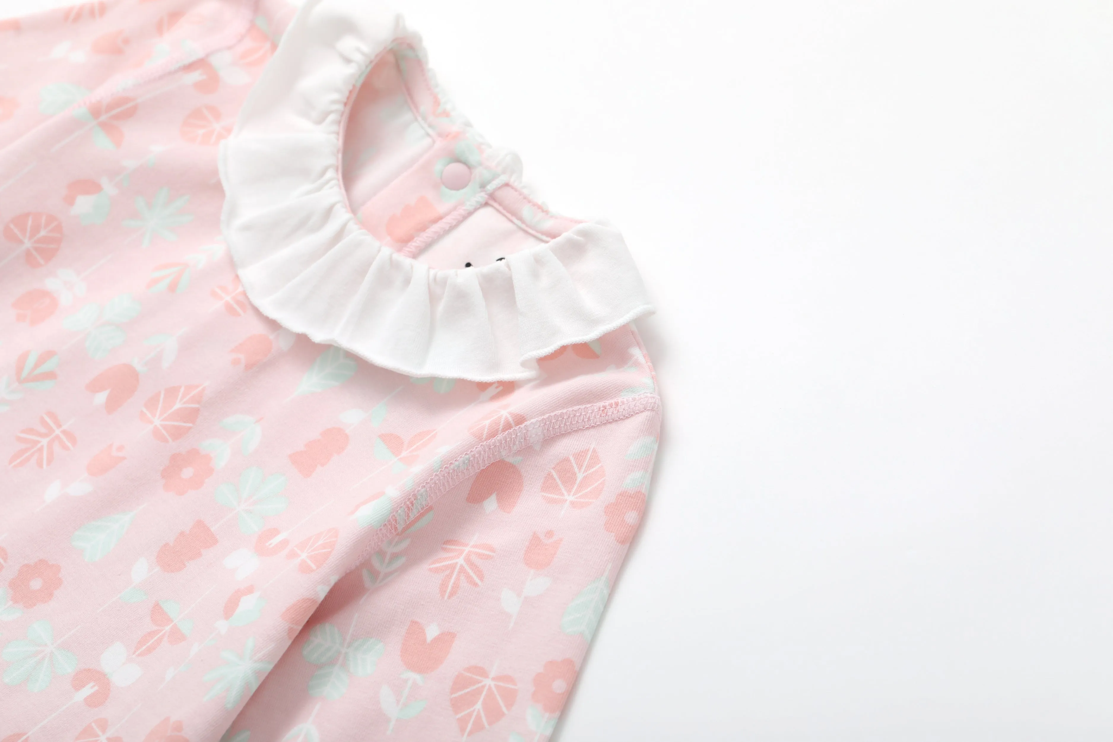 Vauva BBNS - Organic Lotus Collar Floral Cotton Bodysuits (2-pack)