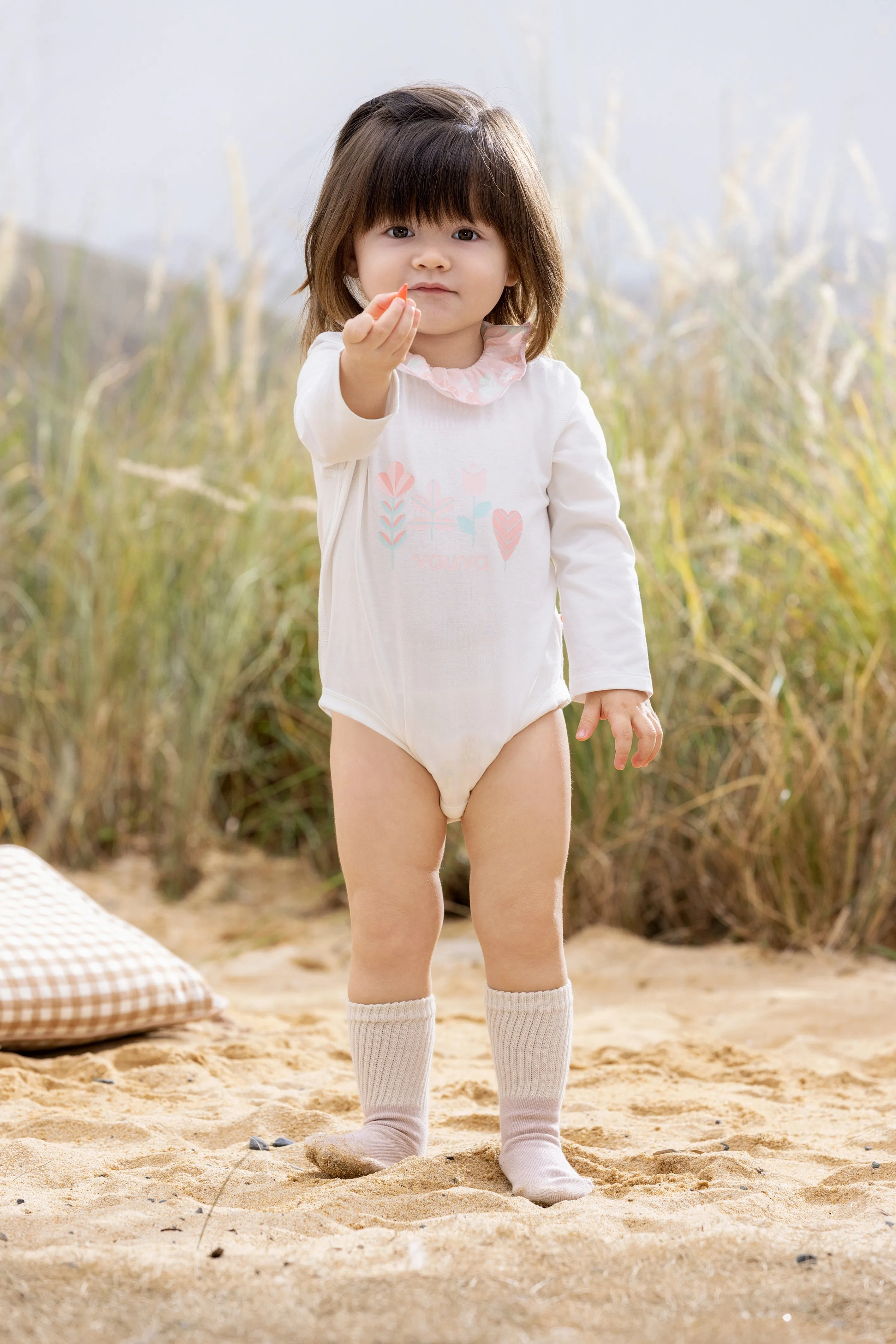 Vauva BBNS - Organic Lotus Collar Floral Cotton Bodysuits (2-pack)