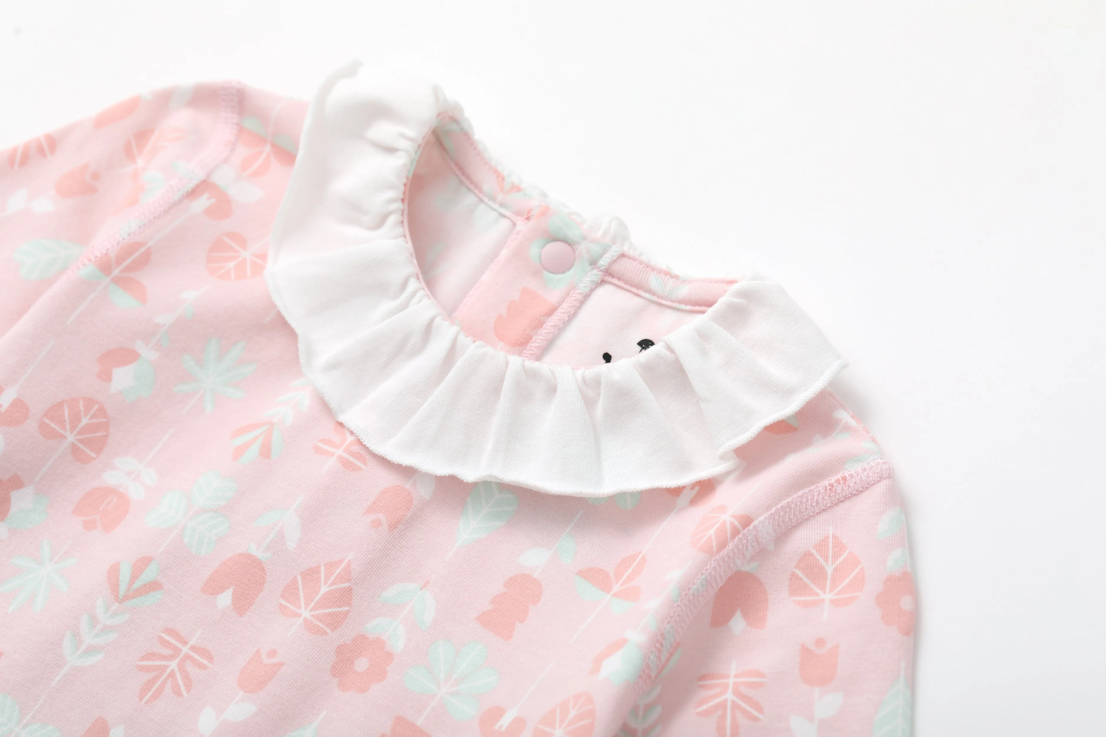 Vauva BBNS - Organic Lotus Collar Floral Cotton Bodysuits (2-pack)