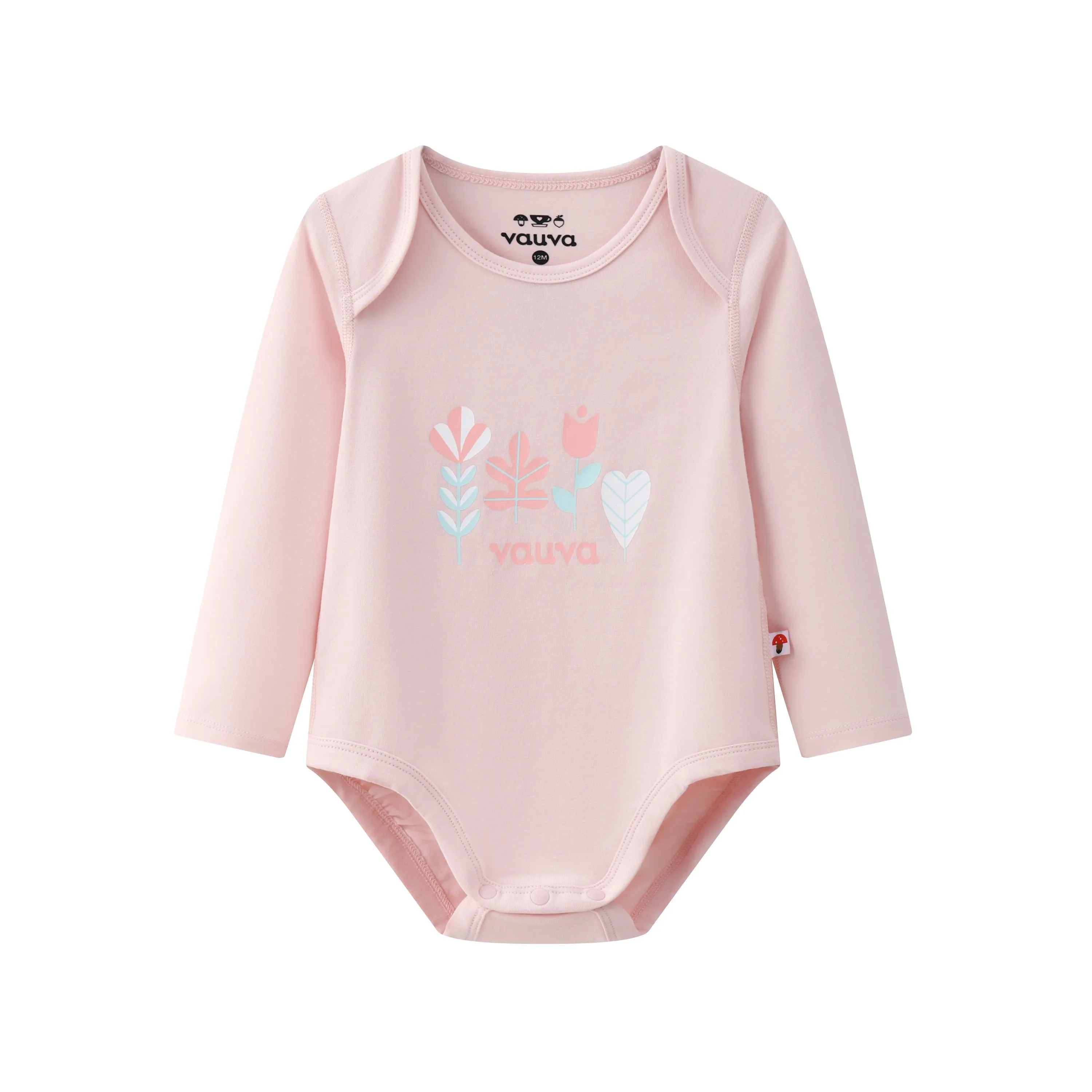 Vauva BBNS - Organic Pink Floral Cotton Bodysuits (2-pack)