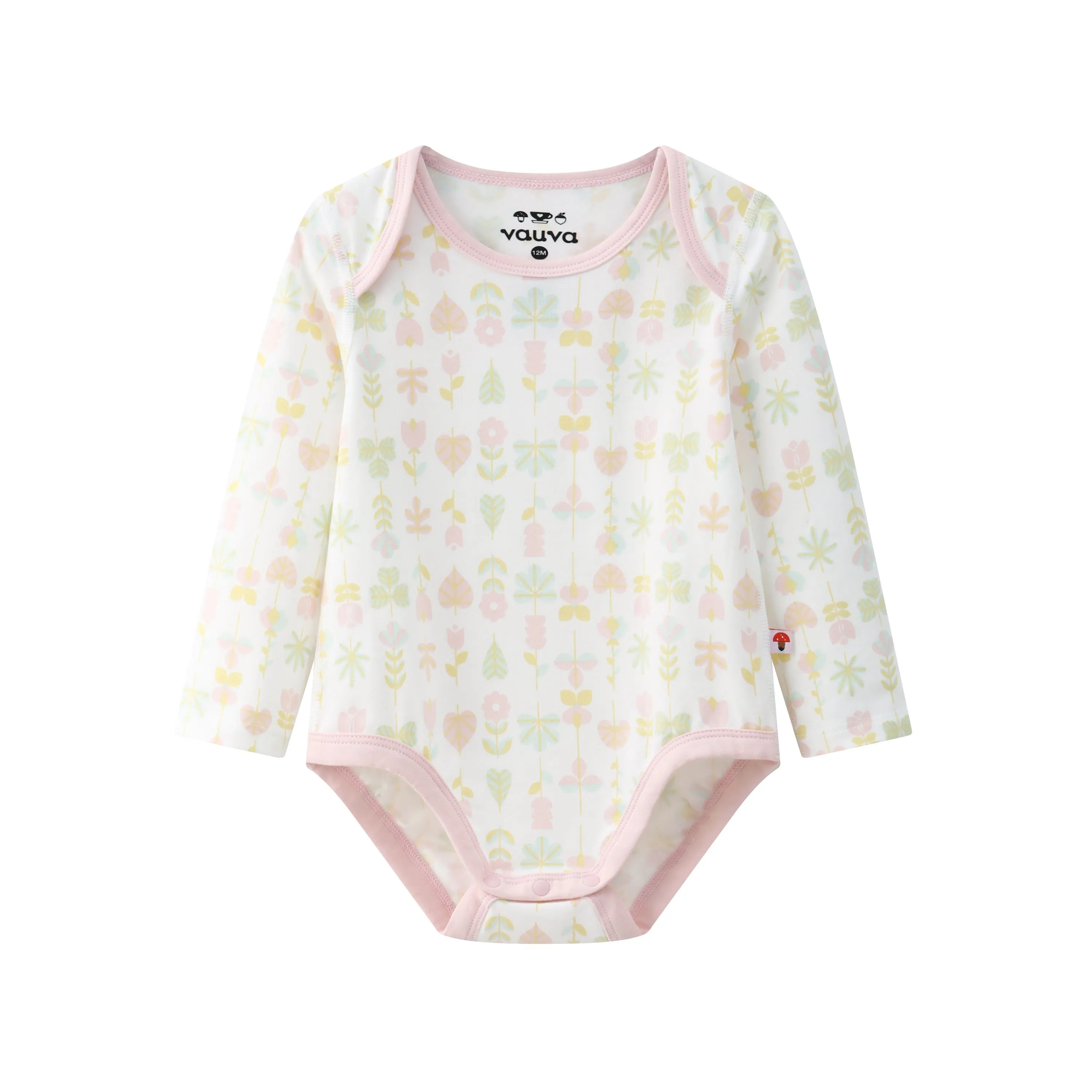 Vauva BBNS - Organic Pink Floral Cotton Bodysuits (2-pack)