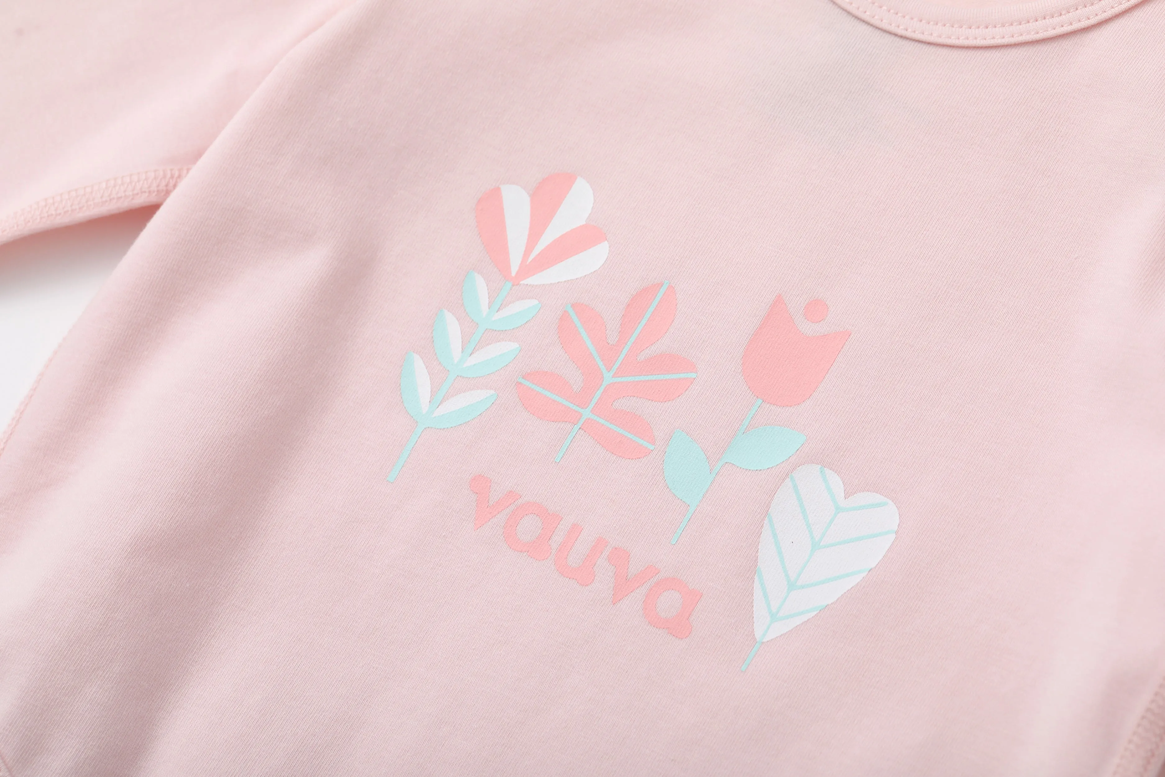 Vauva BBNS - Organic Pink Floral Cotton Bodysuits (2-pack)