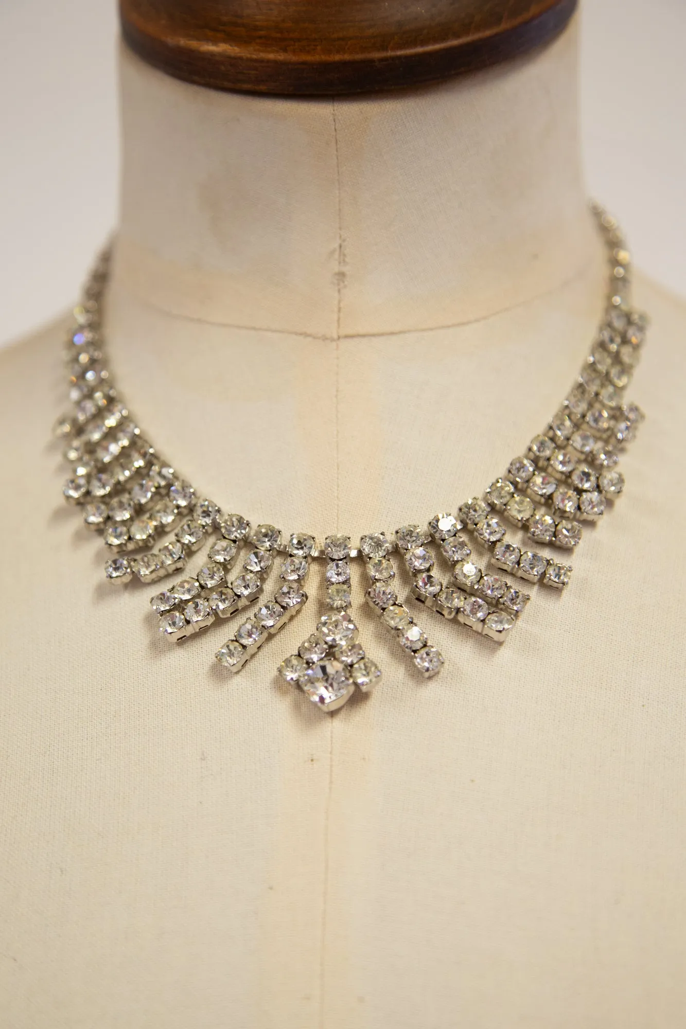 Vintage 1950s Art Deco Crystal Debutant Necklace