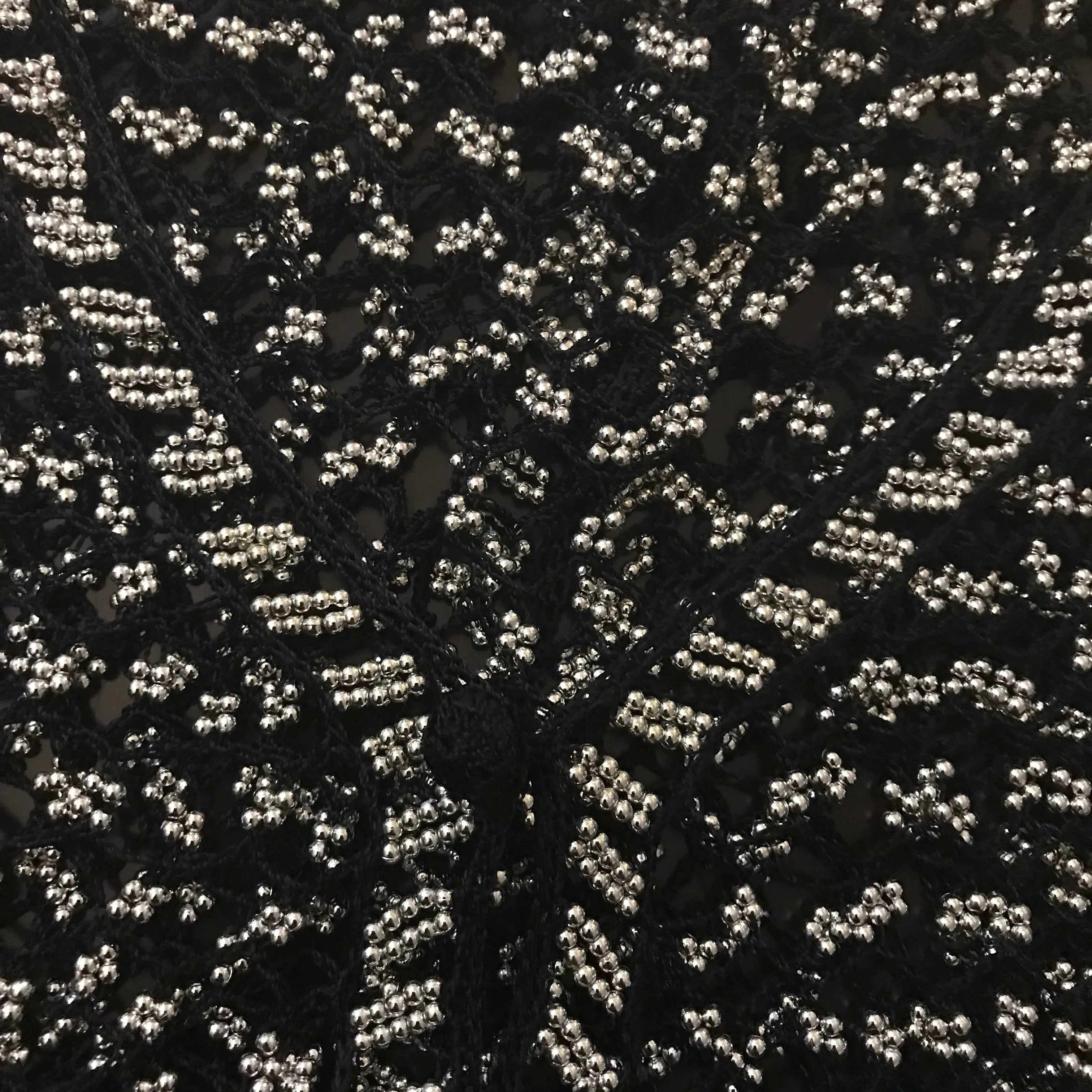 Vintage 1970s Beaded Crocheted Black Vest