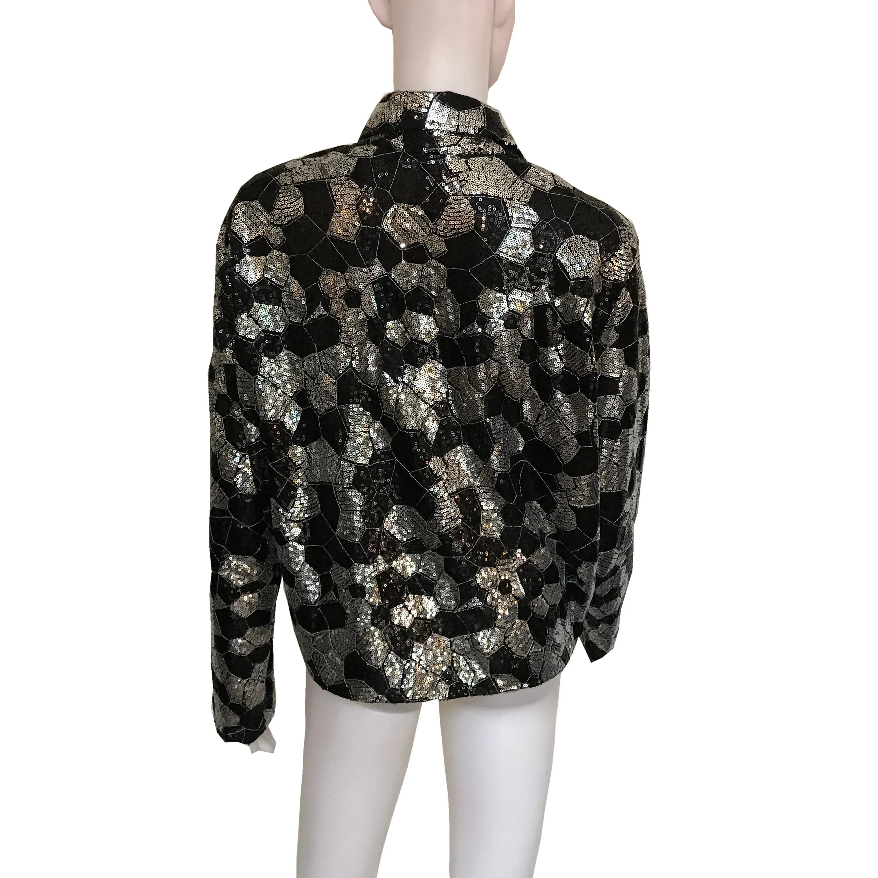 Vintage 1970s Sequined Disco Tie-Front Blouse