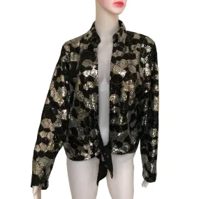 Vintage 1970s Sequined Disco Tie-Front Blouse
