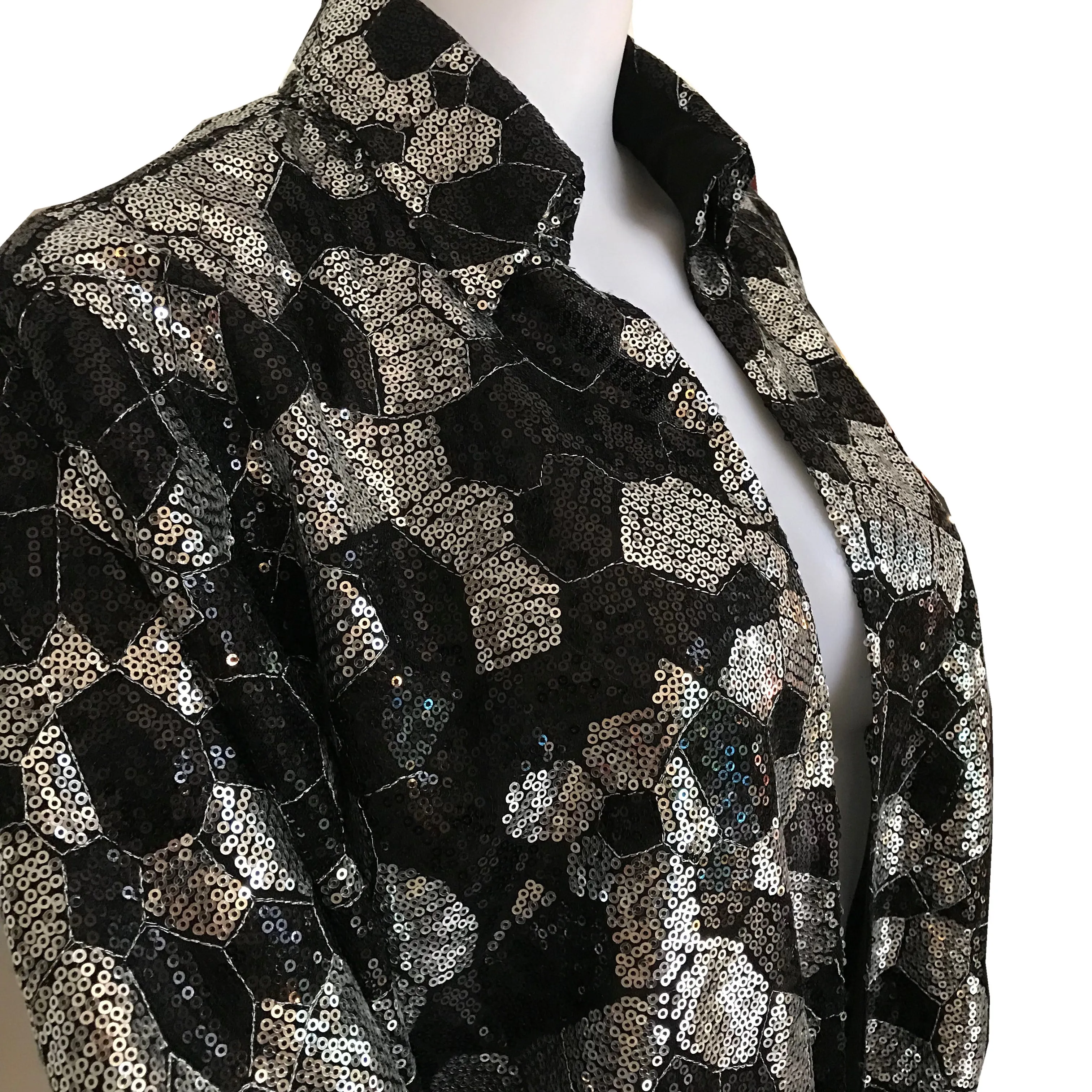 Vintage 1970s Sequined Disco Tie-Front Blouse