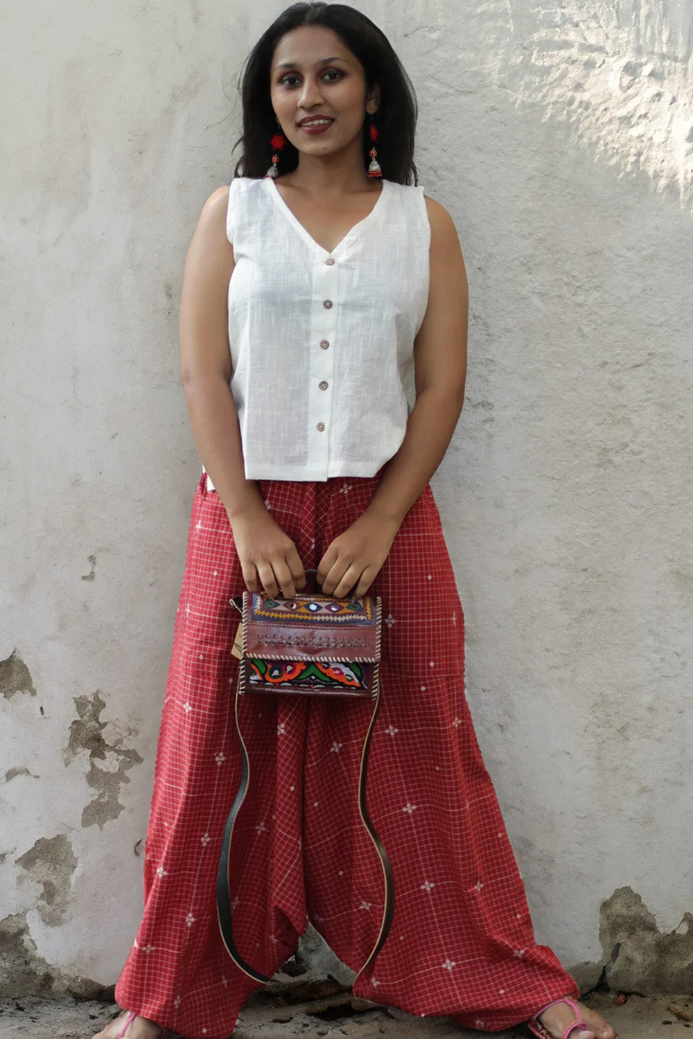 Wayfarer | Drop Crotch Pants | Red Cotton Checks