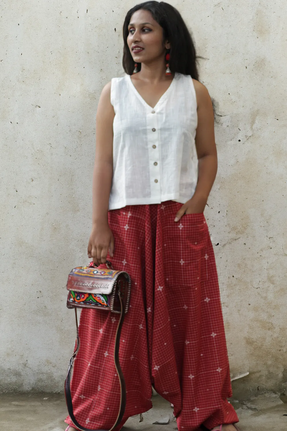 Wayfarer | Drop Crotch Pants | Red Cotton Checks