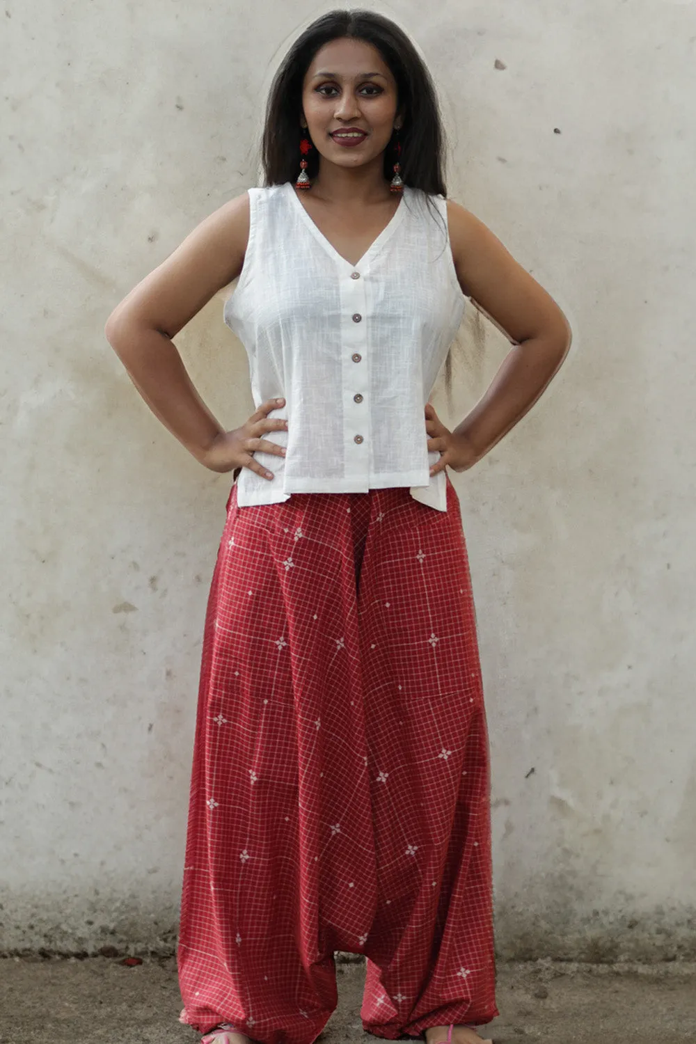 Wayfarer | Drop Crotch Pants | Red Cotton Checks