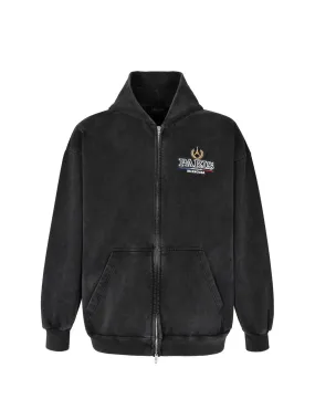 Wheat Tower Embroidered Washed Zip Jacket