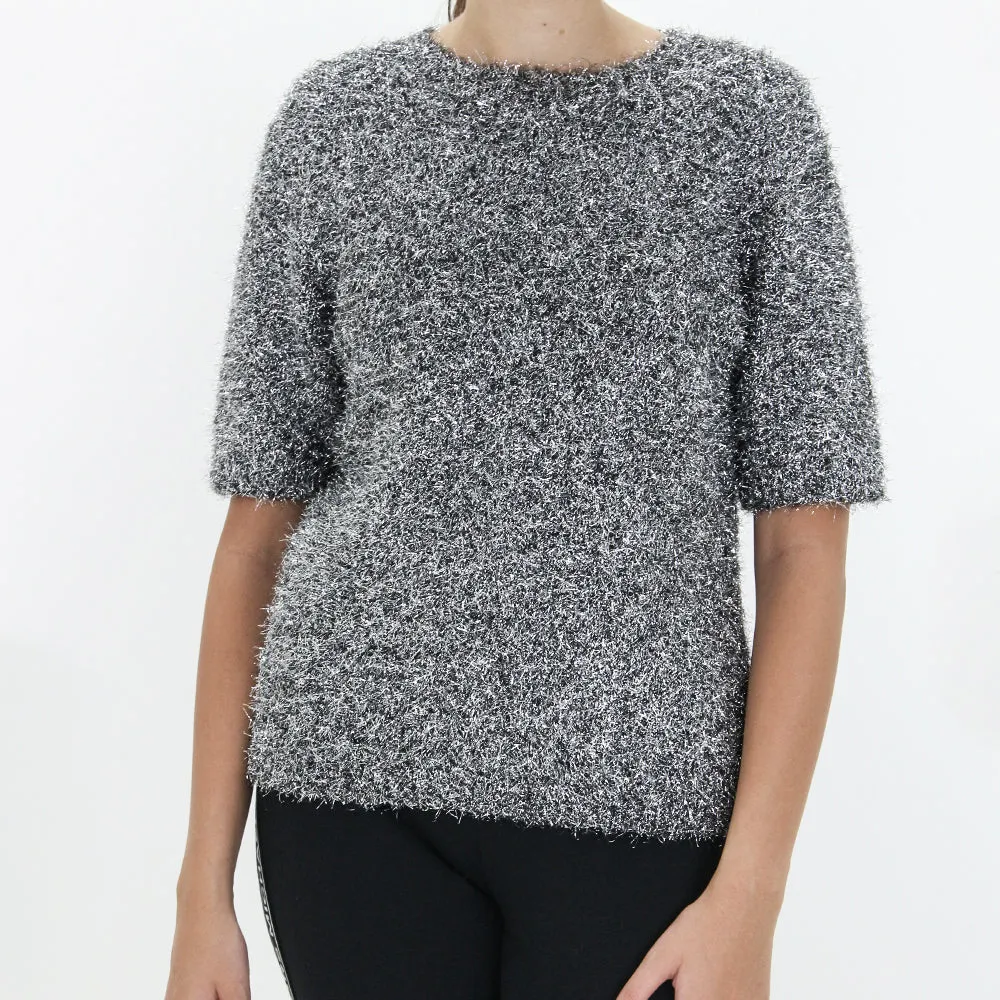 Women's Metallic Sweaters,Silver