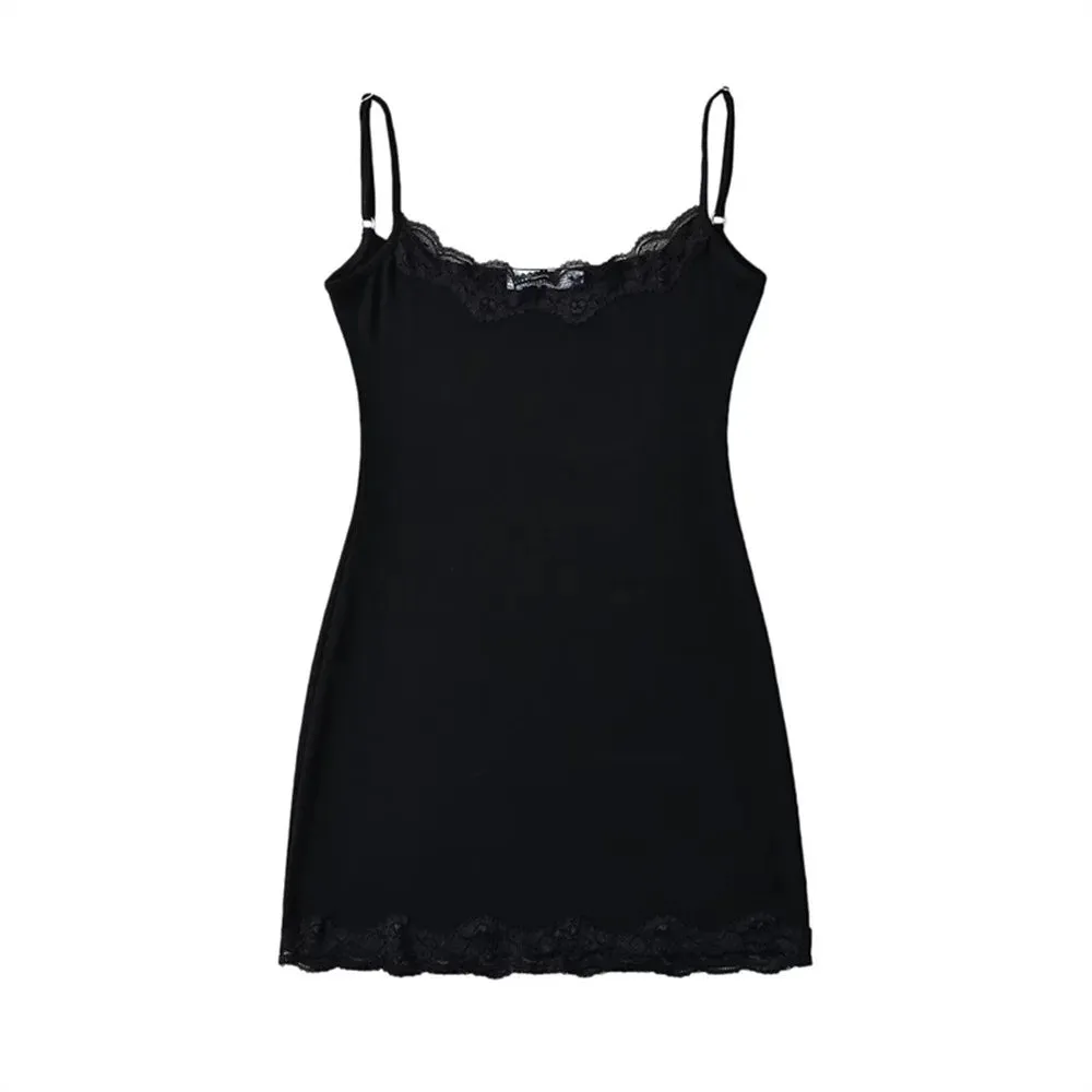 YESMYTOOL  -   Pure Desire Spicy Girl Spring/Summer Strap Dress Sexy Tight Wrapped Hip Lace Short Dress