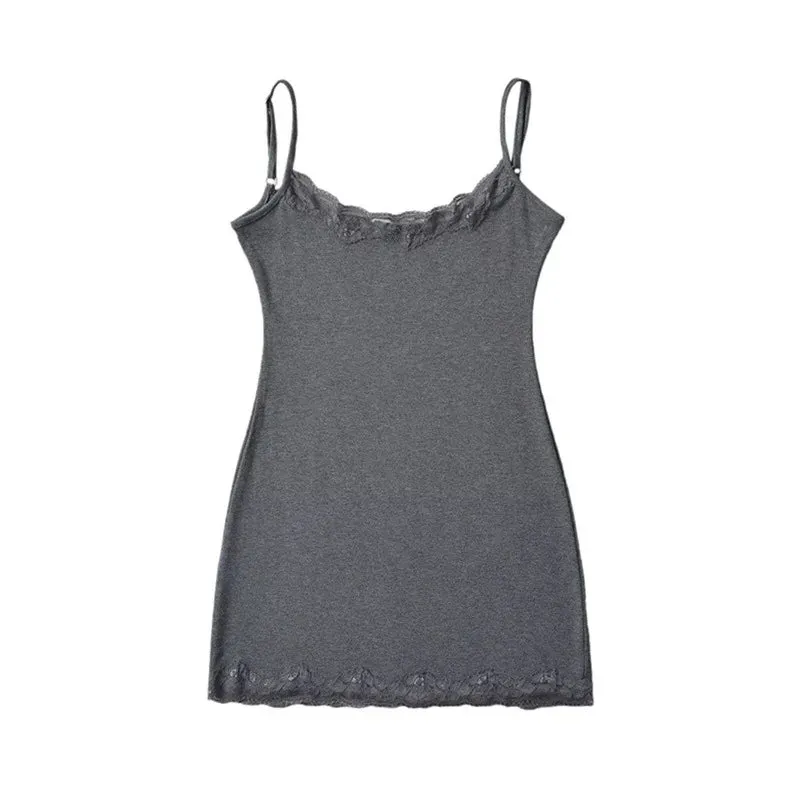 YESMYTOOL  -   Pure Desire Spicy Girl Spring/Summer Strap Dress Sexy Tight Wrapped Hip Lace Short Dress